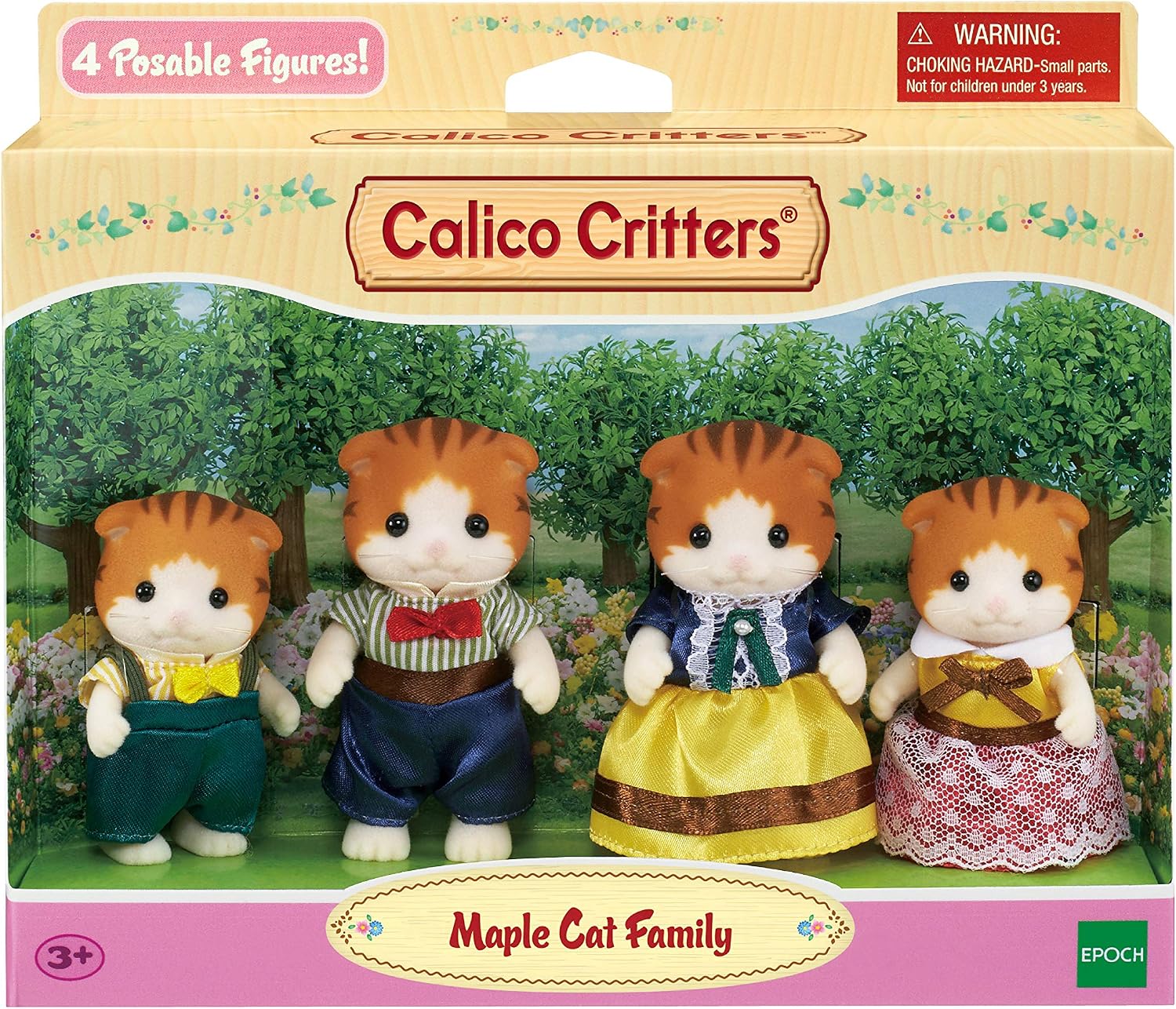 Calico Critters, Sandy Cat Family, Dolls, Dollhouse Figures, Collectible Toys, Premium, 3 inches