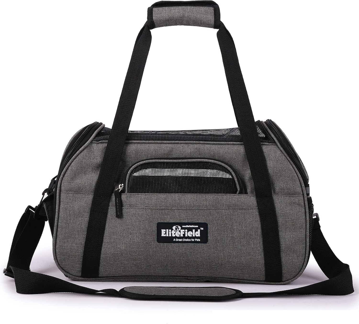 EliteField Soft-Sided Pet Carrier for Cats & Small Dogs (3-Year Warranty) | Airline Approved, Removable Bed & Cover, Built-In Leash, Luggage Sleeve, Seat Belt Loop, Waterproof, Durable, Foldable