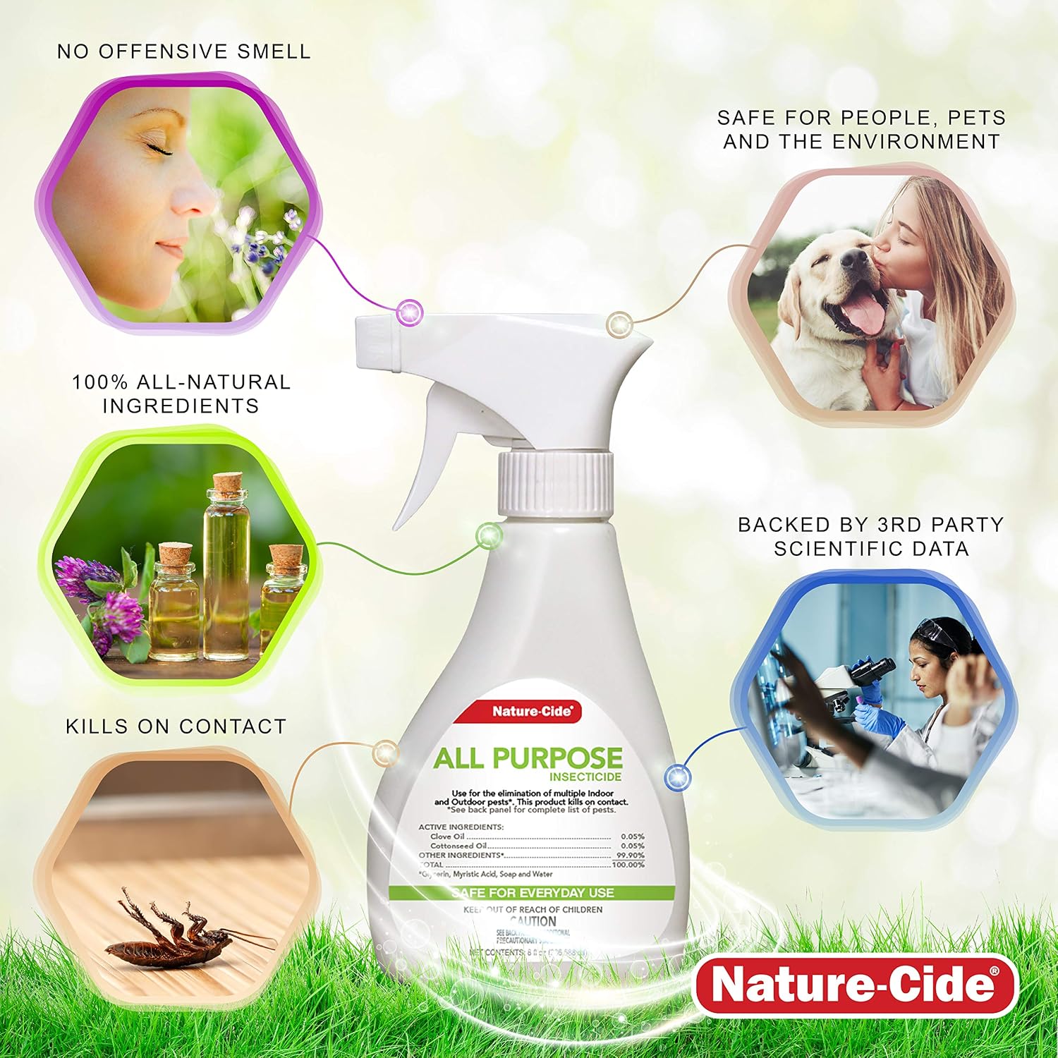 Nature-Cide All Purpose Insecticide. All Natural, Plant-Based Roach Killer, Spider, Mosquito and Ant Spray to Keep Your Home Safe. Kills on Contact. No Strong Odor. 32 oz
