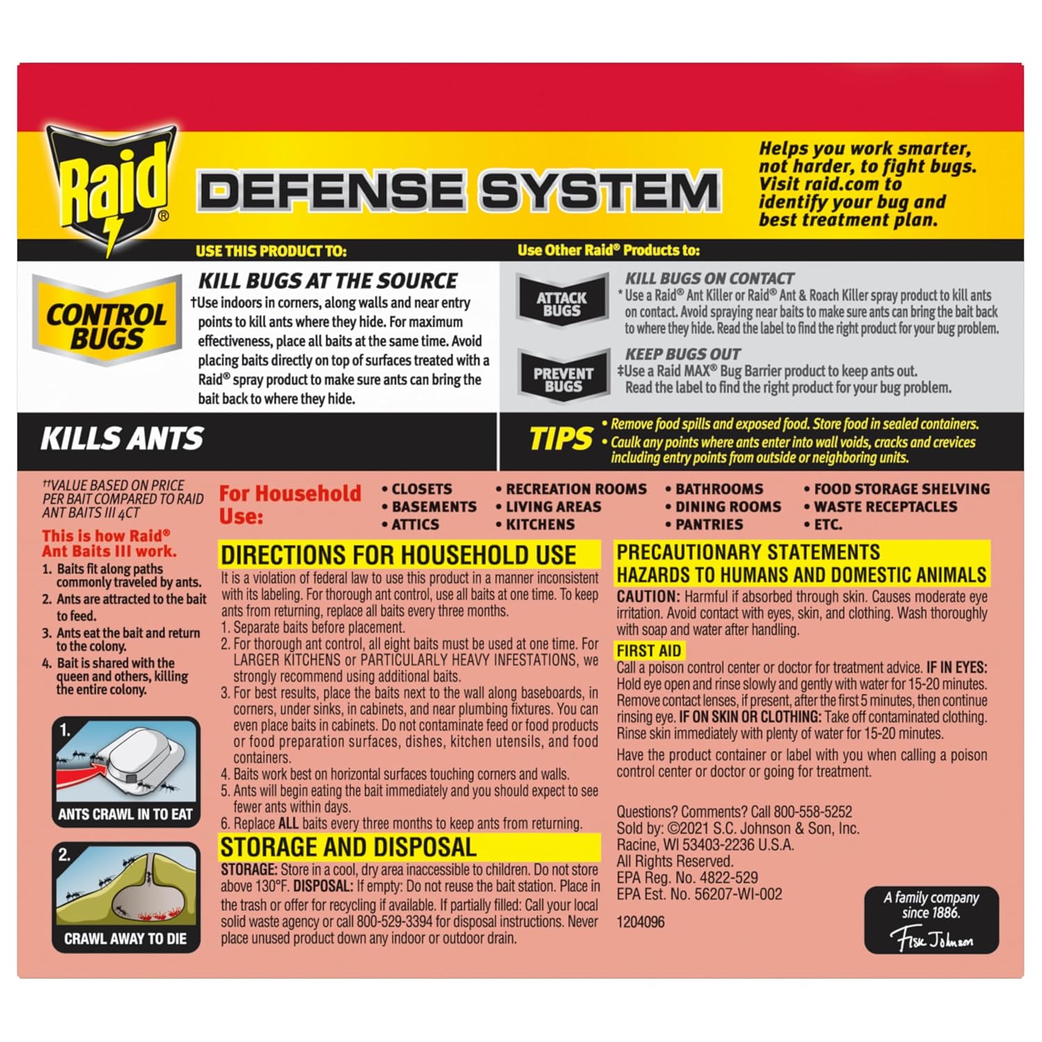 Raid Ant Killer Baits, Child Resistant Bug Killer for Indoor Home Use, 0.24 Oz, 8 Count