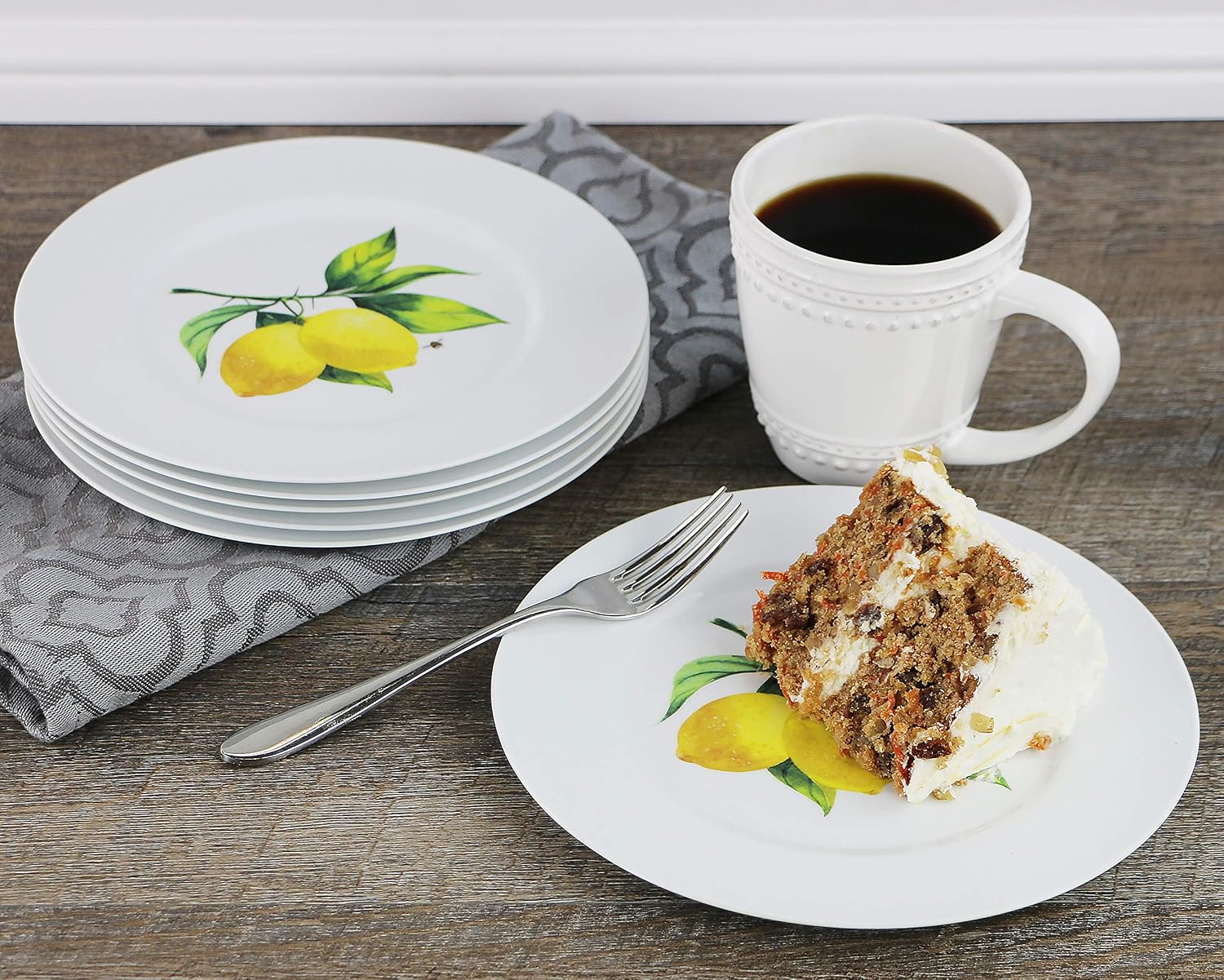 Calypso Basics Melamine Salad Plates Set of 6, 8.5 Inch, BPA-Free, Non-Toxic, Break-Resistant, Dishwasher Safe, Plates for Indoor & Outdoor Use