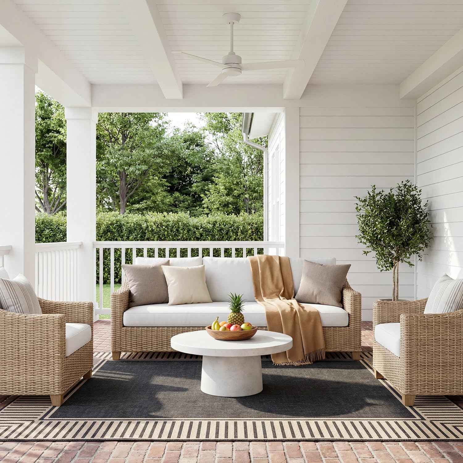 nuLOOM Asha Light Brown Bordered Indoor/Outdoor Area Rug, 4' x 5'