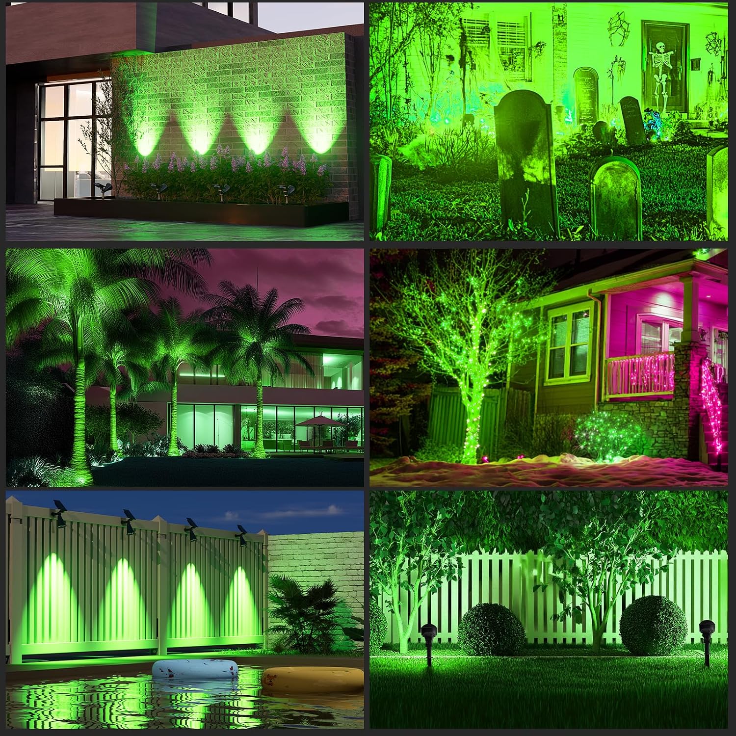 T-SUN Color Changing Solar Spot Lights Outdoor Waterproof, 7 LEDs, 2 Pack | 7 Color Changing Modes, IP65 Waterproof Dusk to Dawn Solar Uplights for Tree, Patio, Yard, Garden, Driveway, Pool Area