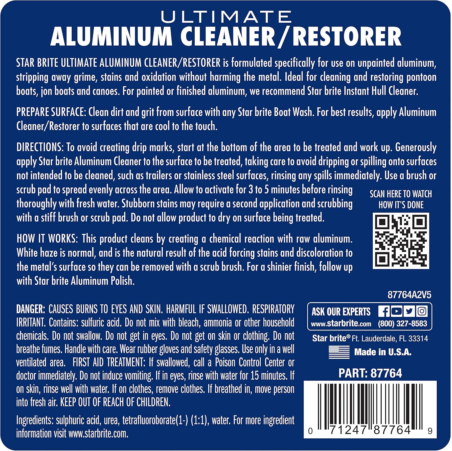 STAR BRITE Ultimate Aluminum Cleaner & Restorer - Aluminum Boat Cleaner - Perfect for Pontoon Boats, Jon Boats & Canoes (NO SPRAYER) - 64 OZ (087762)