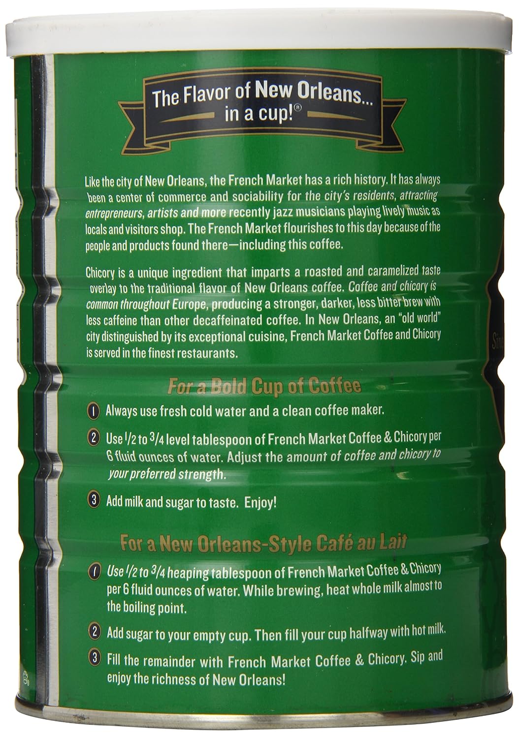 French Market Coffee & Chicory Dark Roast Ground Coffee, 12oz Can (Pack of 6)