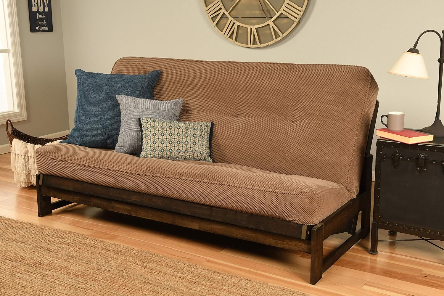 Kodiak Furniture Aspen Futon Set with Reclaim Mocha Finish, Suede Black