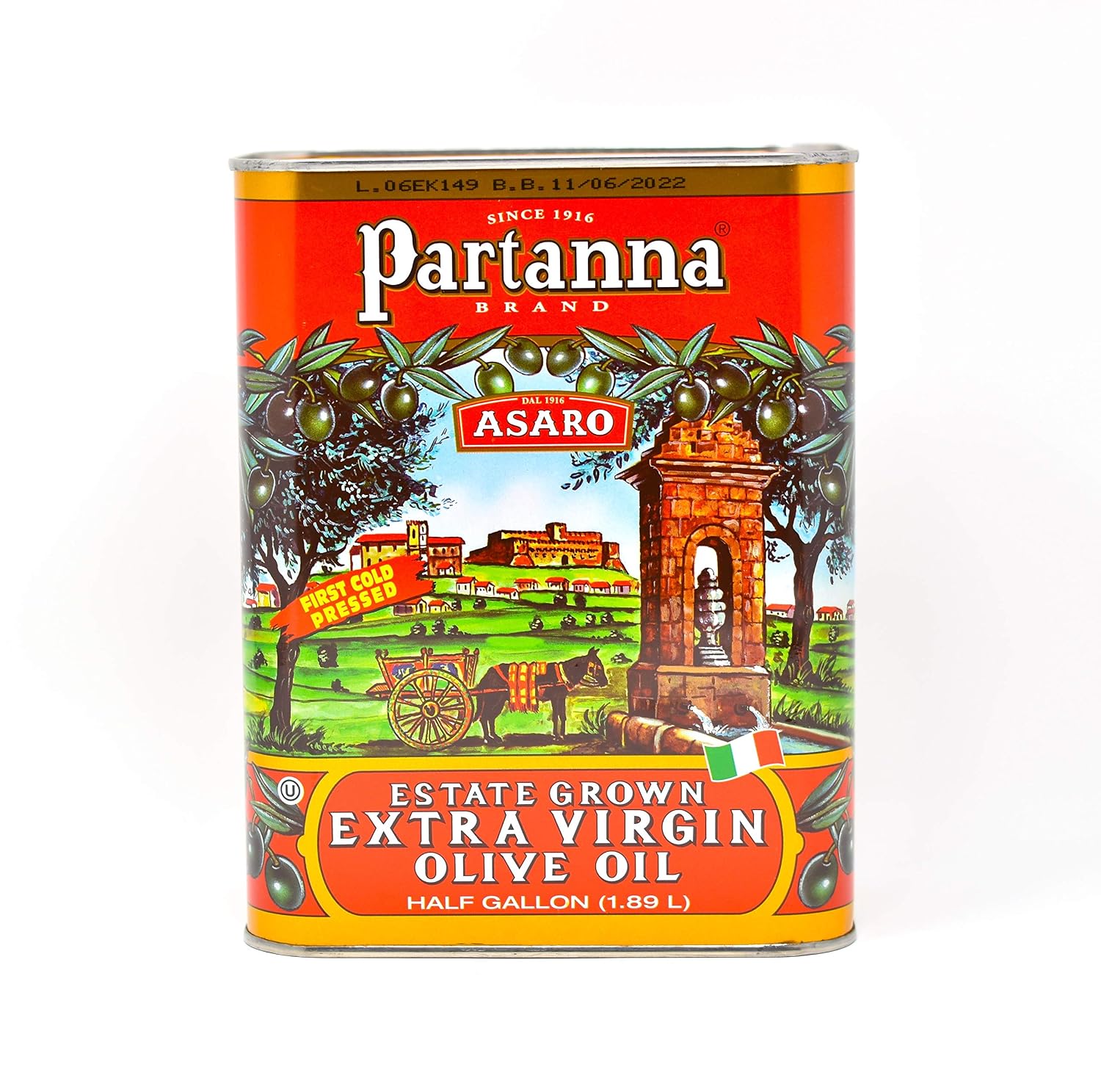 Partanna Robust Extra Virgin Olive Oil, 101 fl oz (3 L) Tin | Premium 100% Castelvetrano Oil, High Polyphenol, First Cold Pressed, Early Harvest in Sicily, Award Winning Italian EVOO