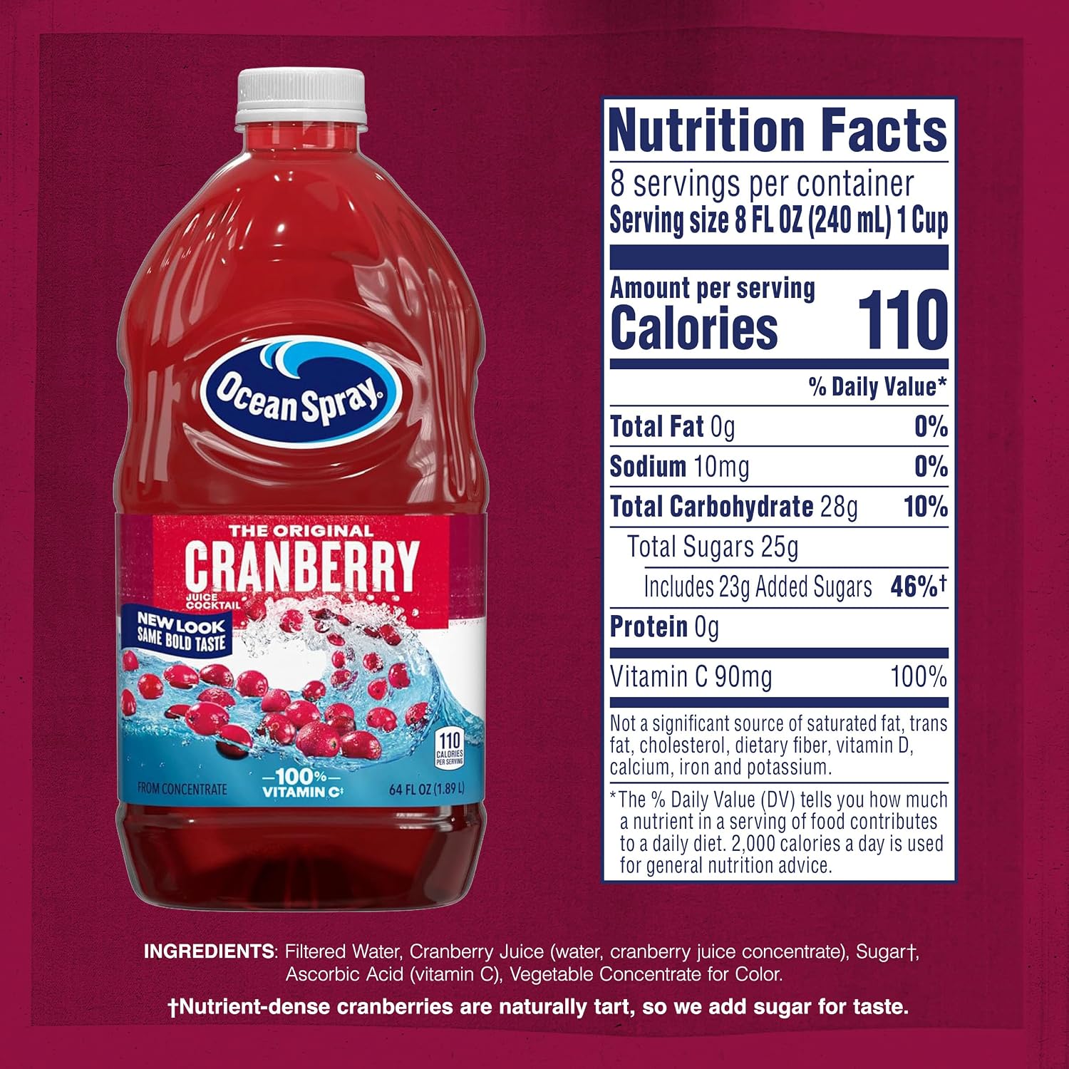 Ocean Spray® Cran-Apple™ Juice Drink, 64 Ounce Bottle, 8 Count | Ocean Spray® Cran-Apple™ Juice Drink, Made with Real Fruit Juice, 64 Fluid Ounce Bottle