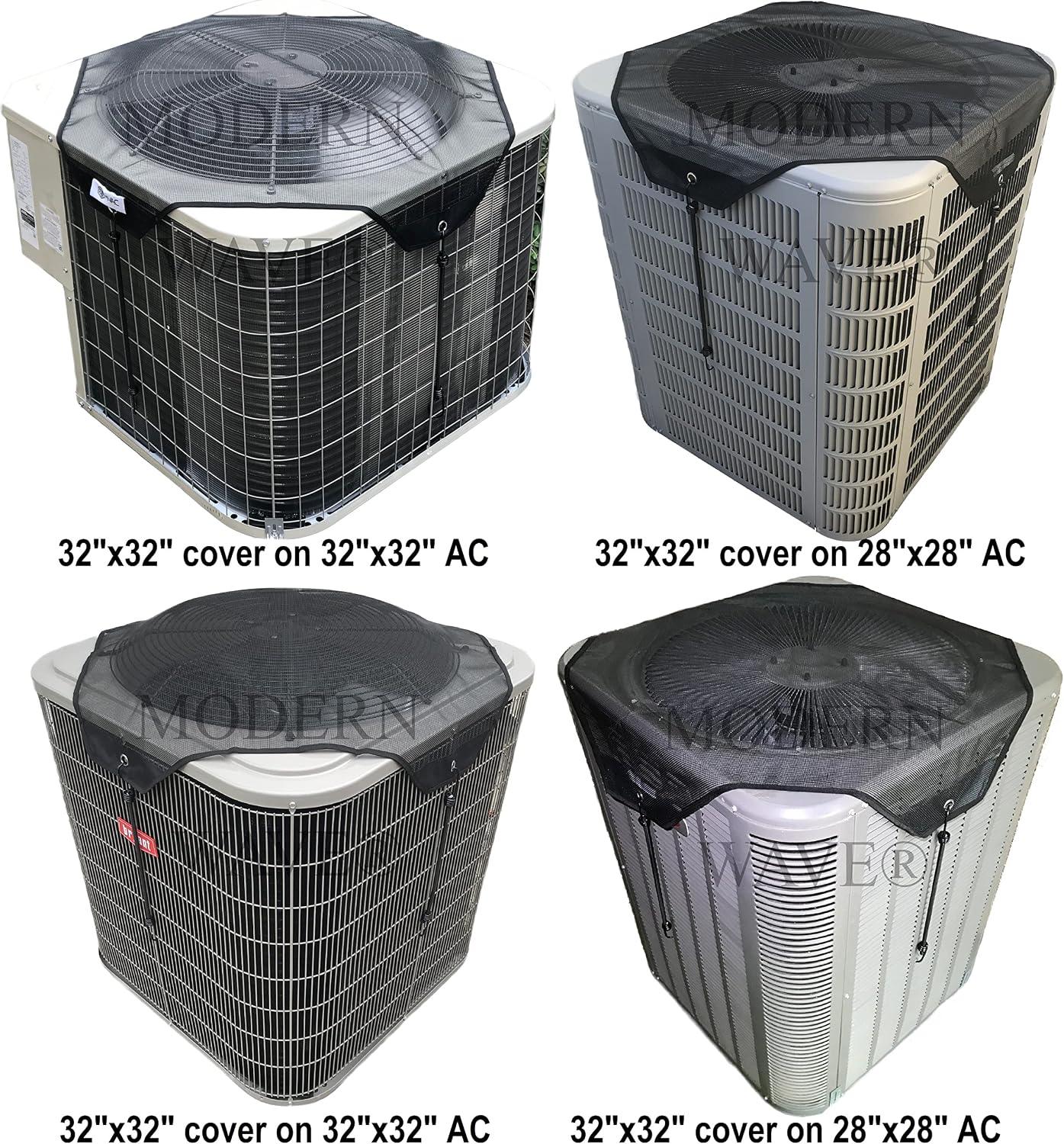MODERN WAVE - 2 (Two) Central Air Conditioner Covers for Outside Units 36 x 36 inch - 1 (One) Top Universal Mesh Cover and 1 (One) Winter Waterproof