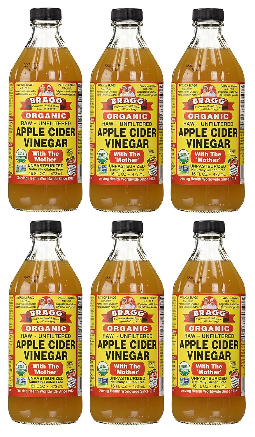 Bragg Apple Cider Vinegar - Organic - Raw - Unfiltered - 16 oz - 1 each (Pack of 6)