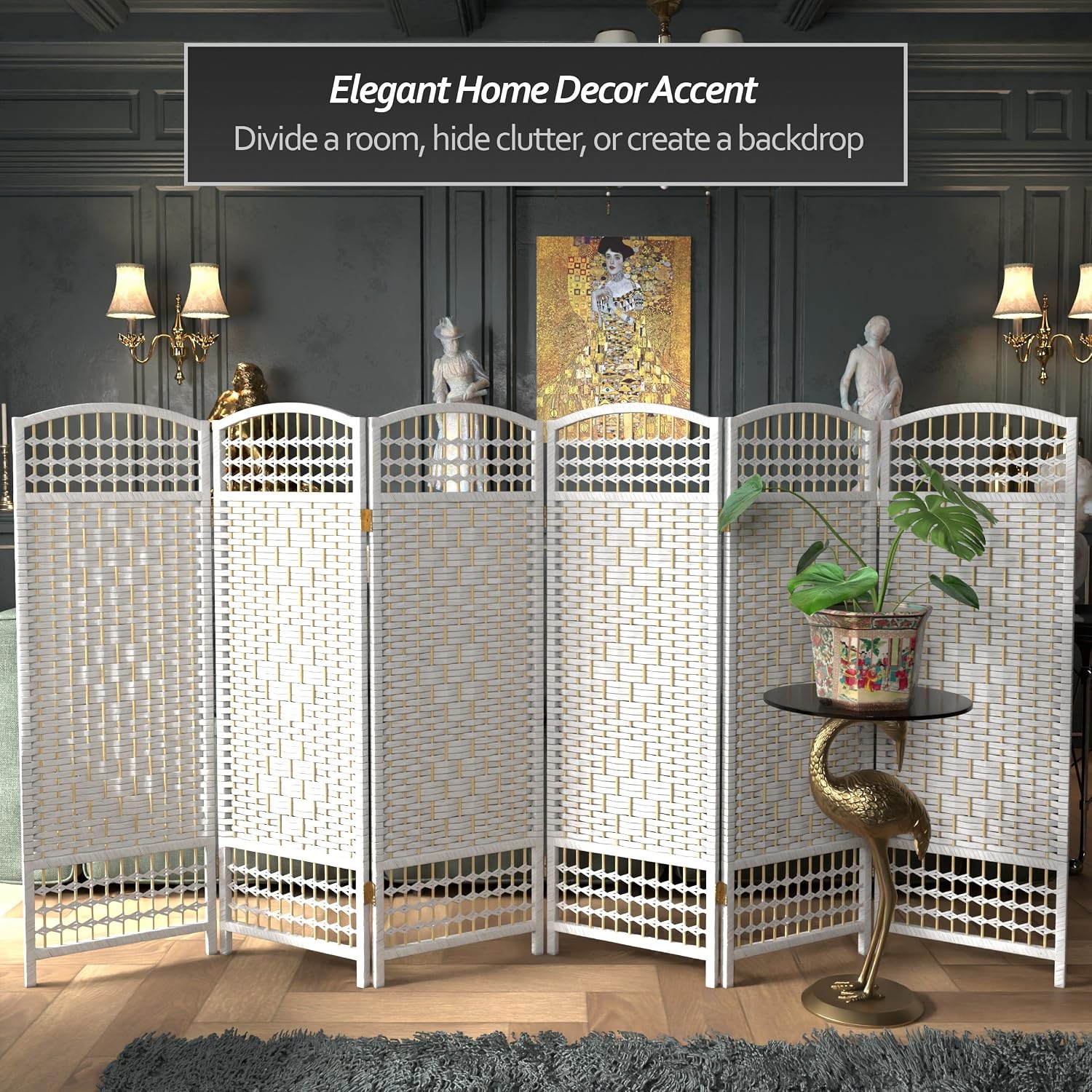 4 ft. Short Fiber Weave Folding Screen - Natural - 4 Panels