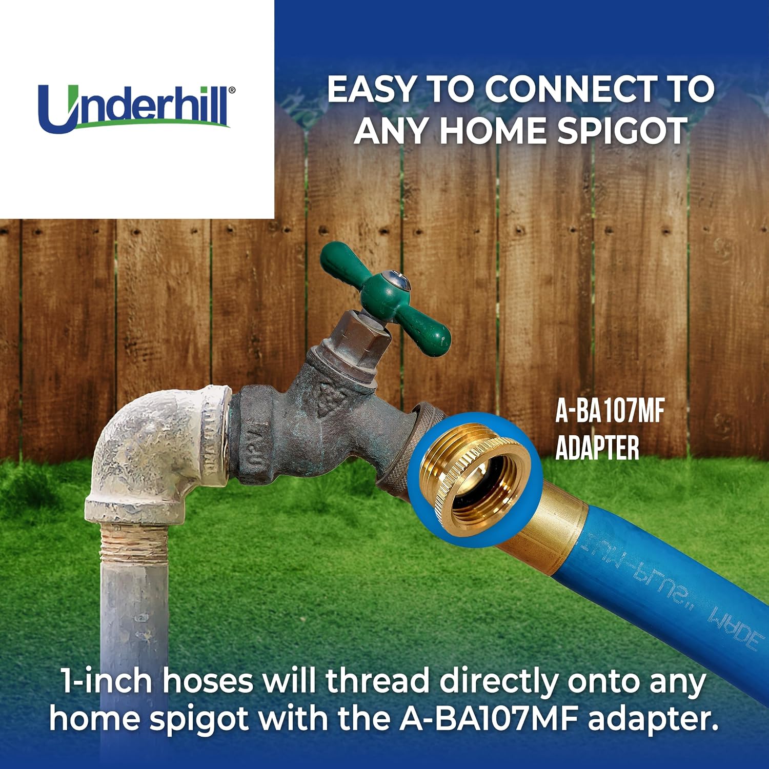 UltraMax Commercial Garden Water Hose 50 ft, Lightweight, Flexible, Anti-Kink, All Weather, 1200 psi, H75-050B, 3/4 Inch x 50 ft, Blue