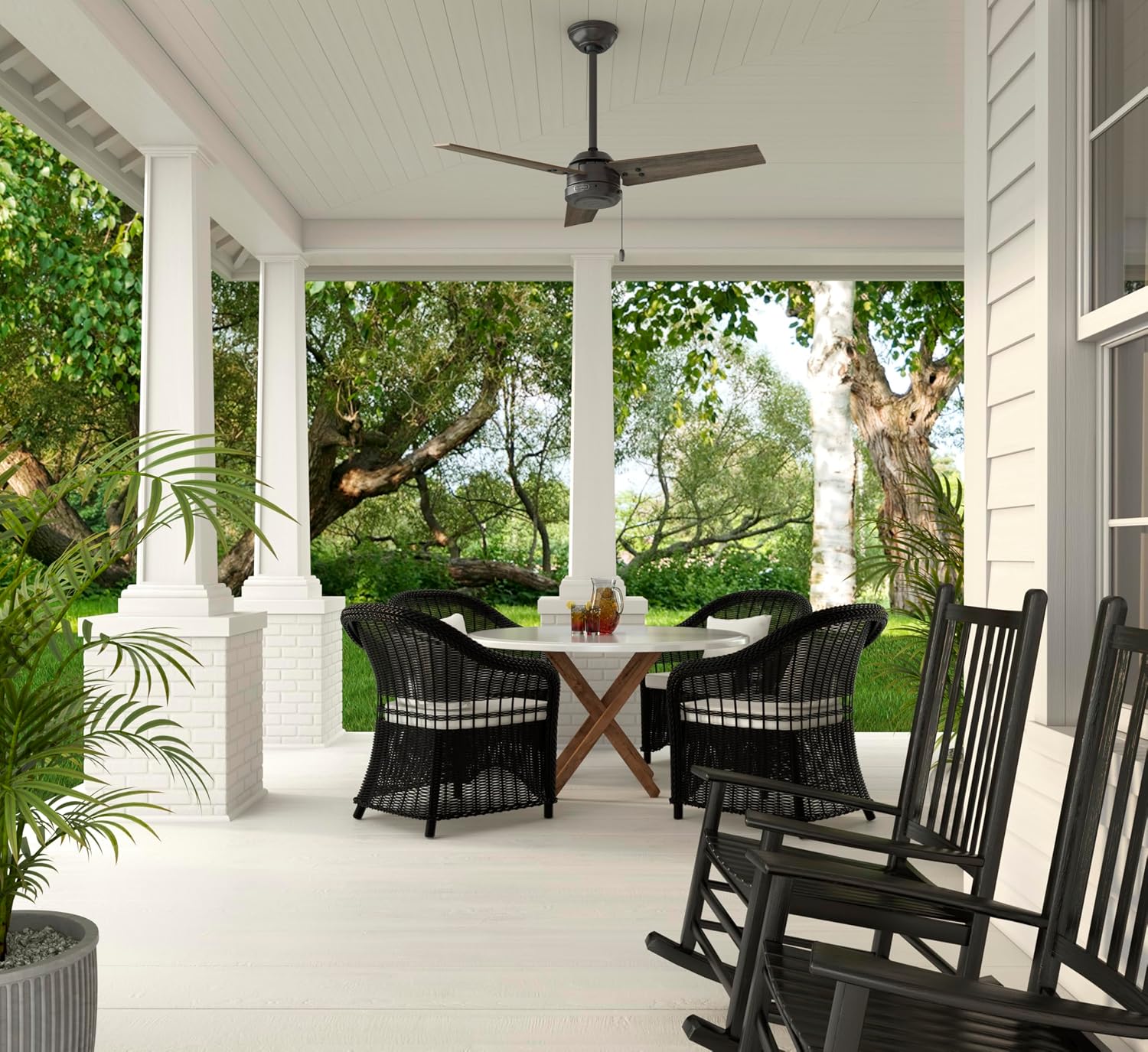 Hunter Cassius, Outdoor or Indoor, Ceiling Fan, 44 inch, Matte Black