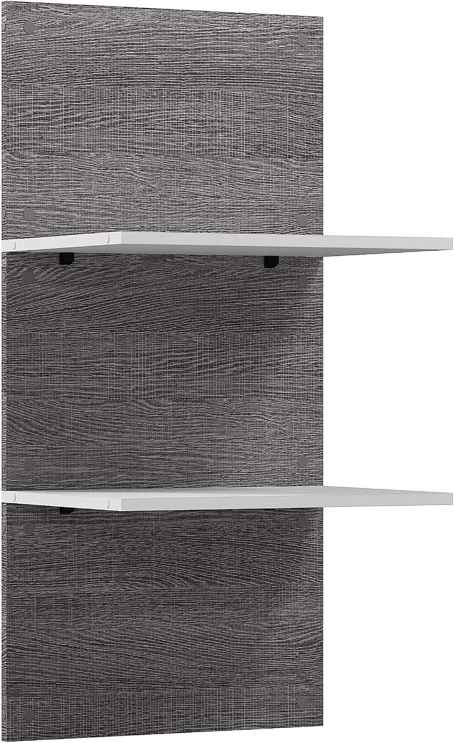 Bestar Cielo Floating Shelves, 20-inch Bark Gray and White Wardrobe Shelving for Walk-in Closet, Bedroom, Guest Room