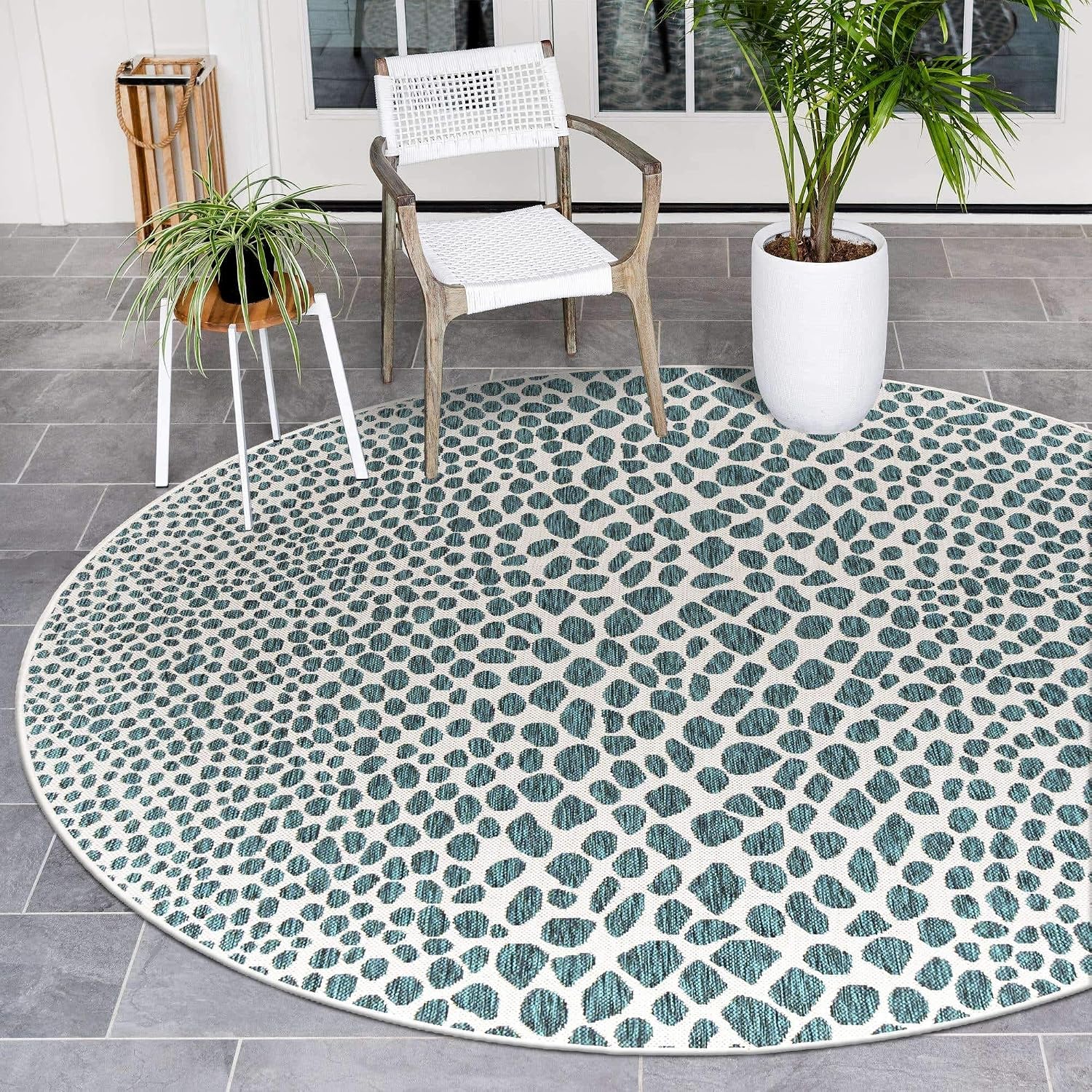 Unique Loom Outdoor Collection Area Rug - Cape Town (9' x 12' Rectangle, Blue/Ivory)