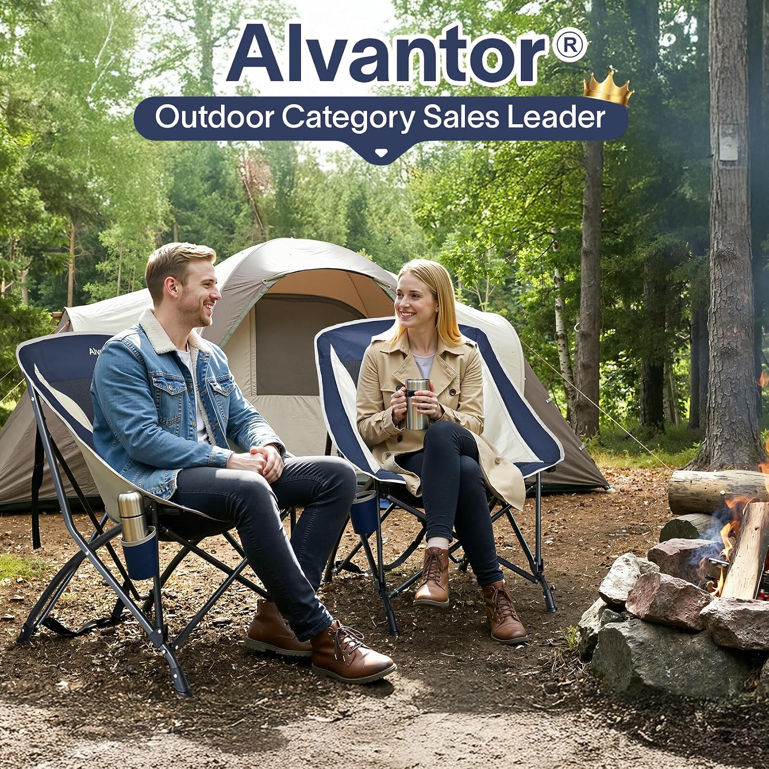Alvantor® Camping Chair, Full Mesh Folding Beach Chair Breathable High Back Portable Lawn Chair for Outdoor, Armrest, Cup Holder, Easy Use Seat for Travel, Fishing, Pinic, Sports Event, 24"x31"x38"