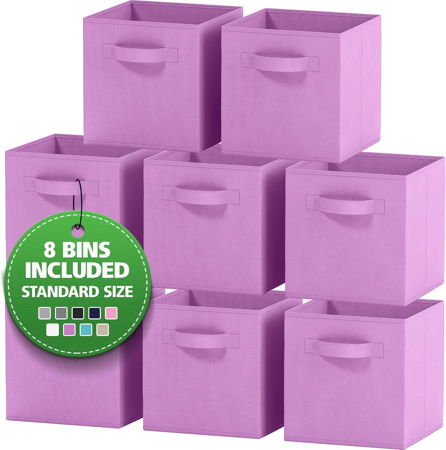 Storage Cubes Pack Of 8 - Standard Size Cube Storage Bin 10.5x10.5x11 With Dual Handles For Easy Carrying- Fabric Storage Bins Collapsible (Black)