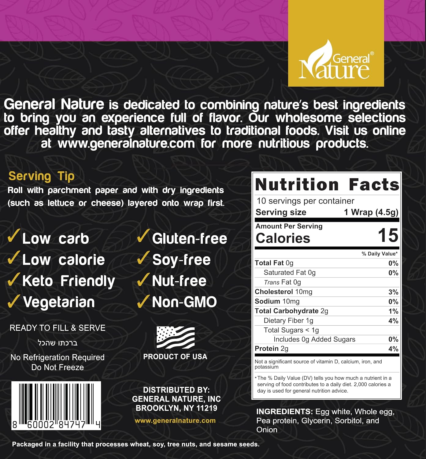 Wonder Wraps -Original- Low Carb Keto Tortillas | Non-GMO Kosher Low Calorie Burrito Wraps | Delicious Gluten Free, Soy Free, Nut Free