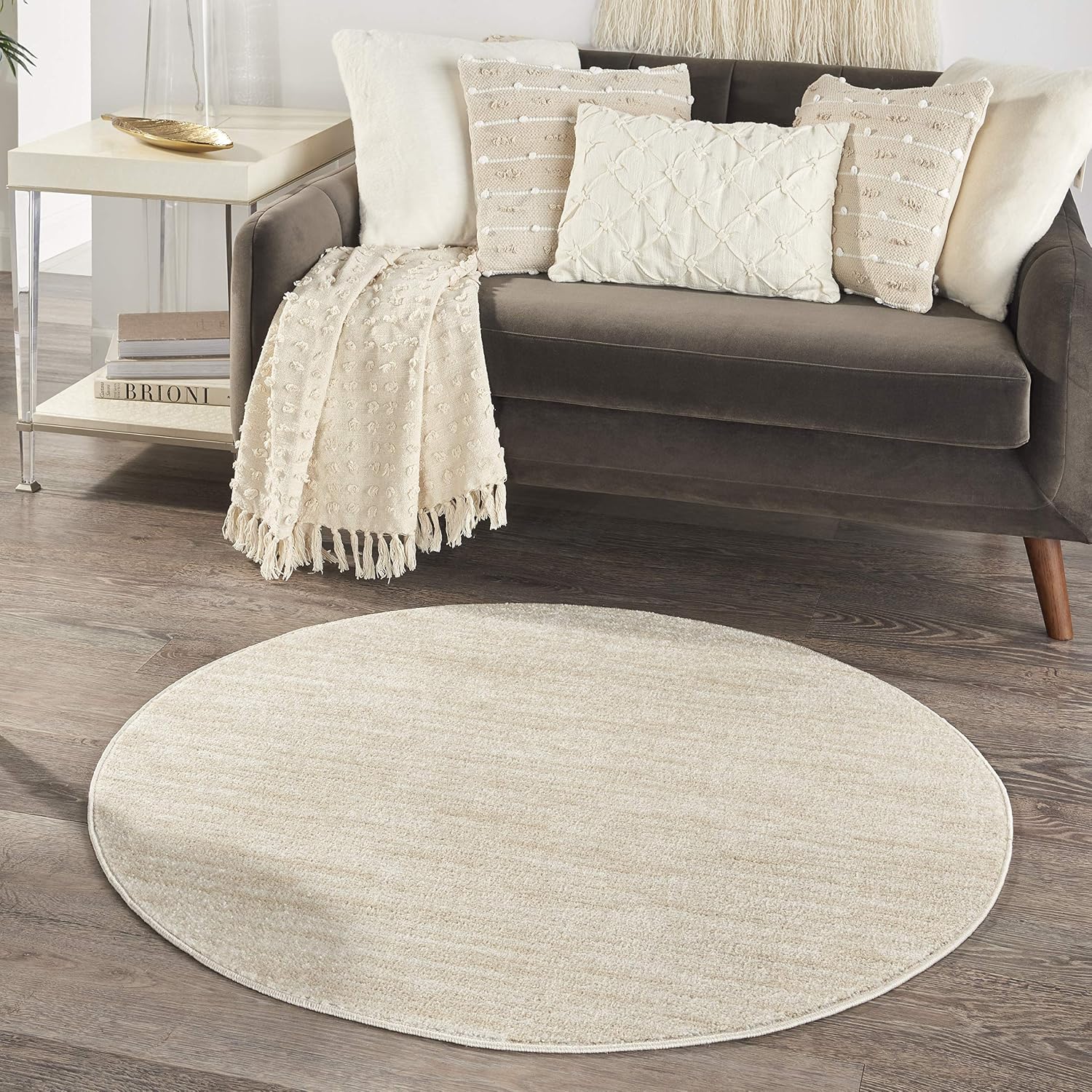 Nourison Home Essentials Indoor Outdoor Area Rug, Ivory Beige, 7' x 10'