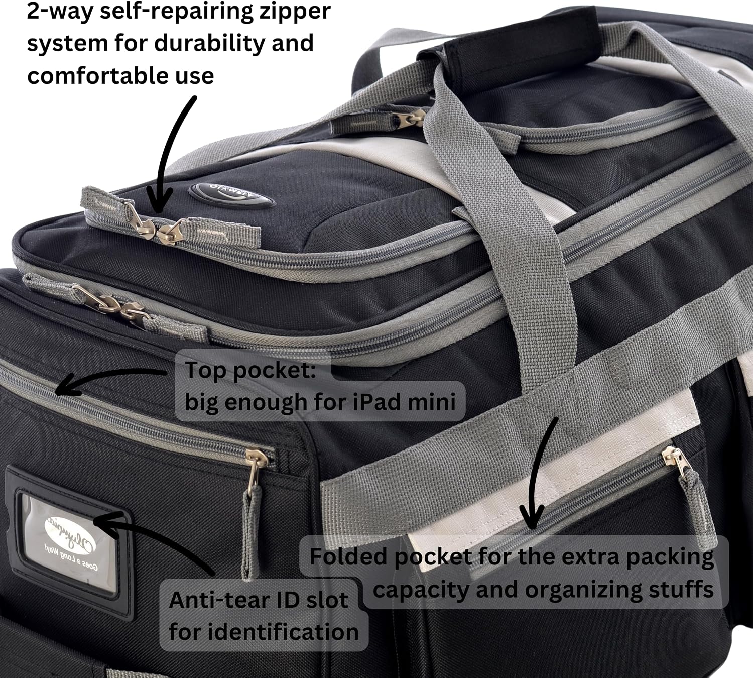 Olympia U.S.A. 33 inch Jumbo Size 8 Pockets Wheeled Rolling Duffel Bag Water Resistant Luggage Lightweight Travel Suitcase with Retractable Handle