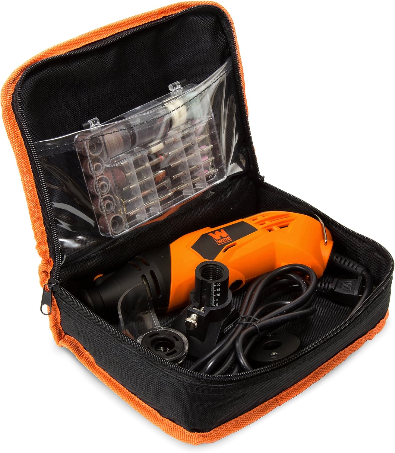 WEN 23114 1.4-Amp High-Powered Variable Speed Rotary Tool with Cutting Guide, LED Collar, 100+ Accessories, Carrying Case and Flex Shaft