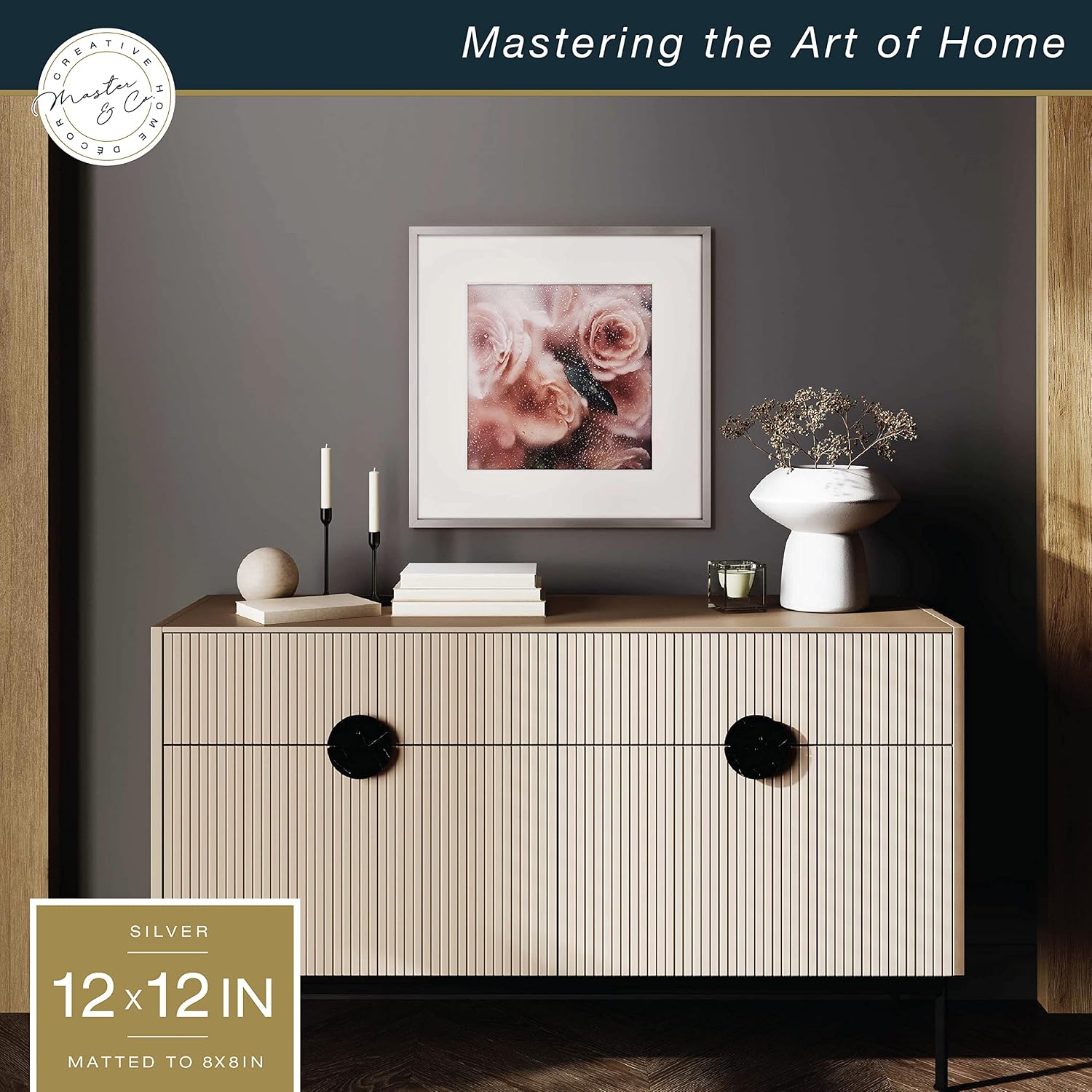 MCS Master & Co. Foundry Metal 12x12 Matted Picture Frame with 8x8 Photo Display