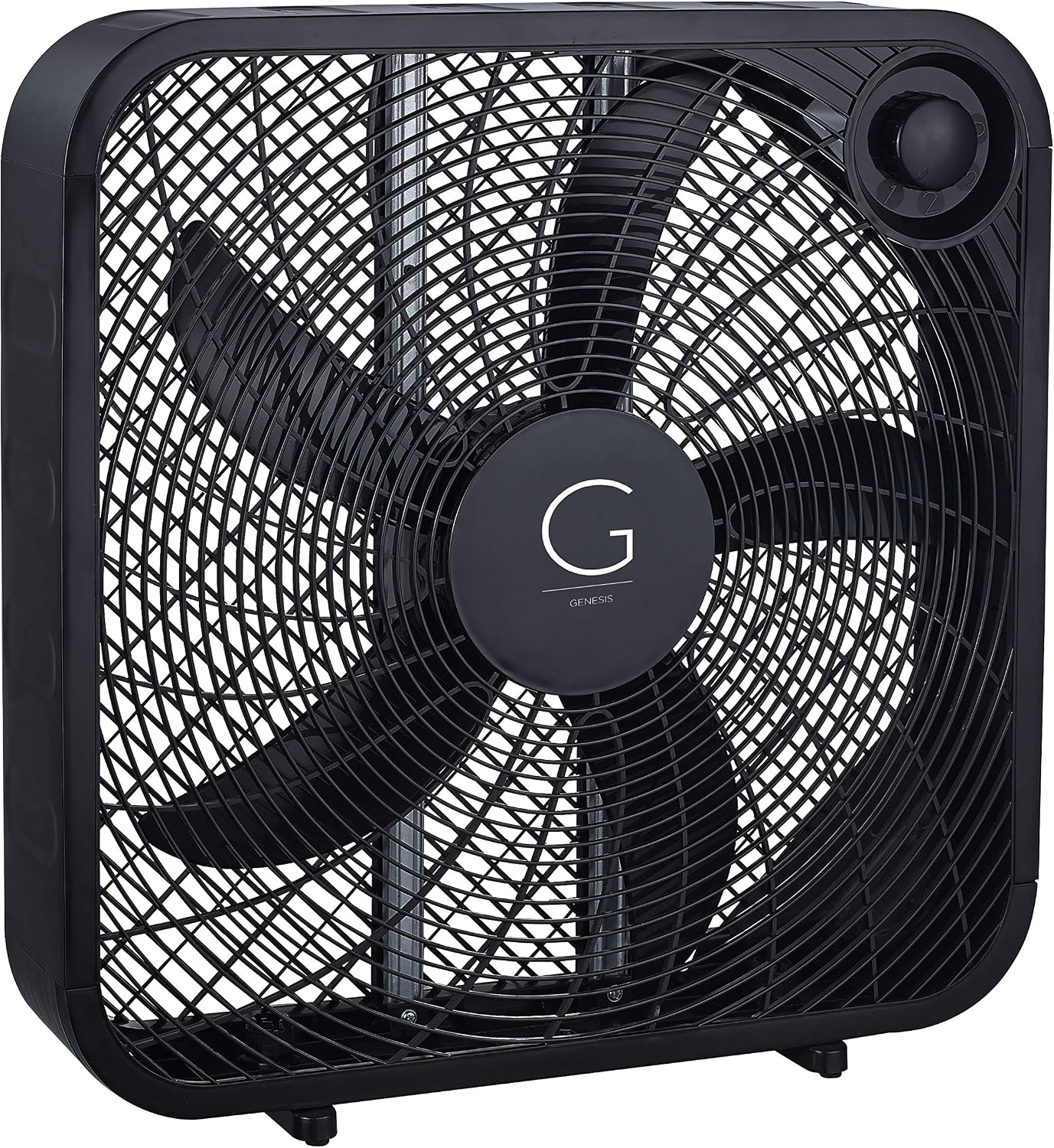 Genesis 20" Box Fan, 3 Settings, Max Cooling Technology, Carry Handle, Black (G20BOX-BLK)