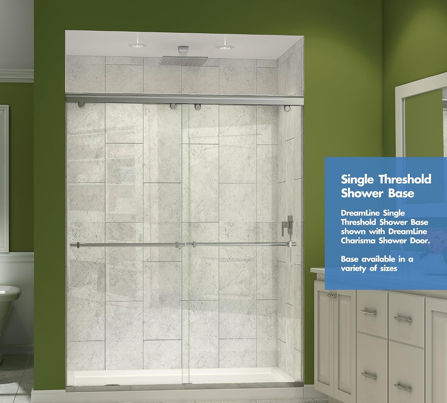 DreamLine SlimLine 32 in. D x 32 in. W x 2 3/4 in. H Center Drain Single Threshold Shower Base in White, DLT-1132320