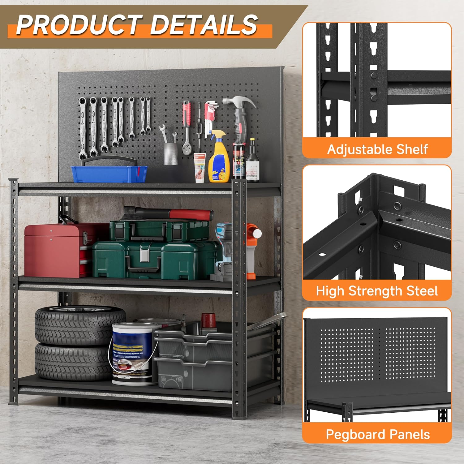 Workbench on Wheels, Adjustable Heavy Duty Work Table with Wheels, Heavy Duty Workstation, Metal Tool Work Bench for Garage Warehouse Workshop, 32" H x 18" D x 34" W