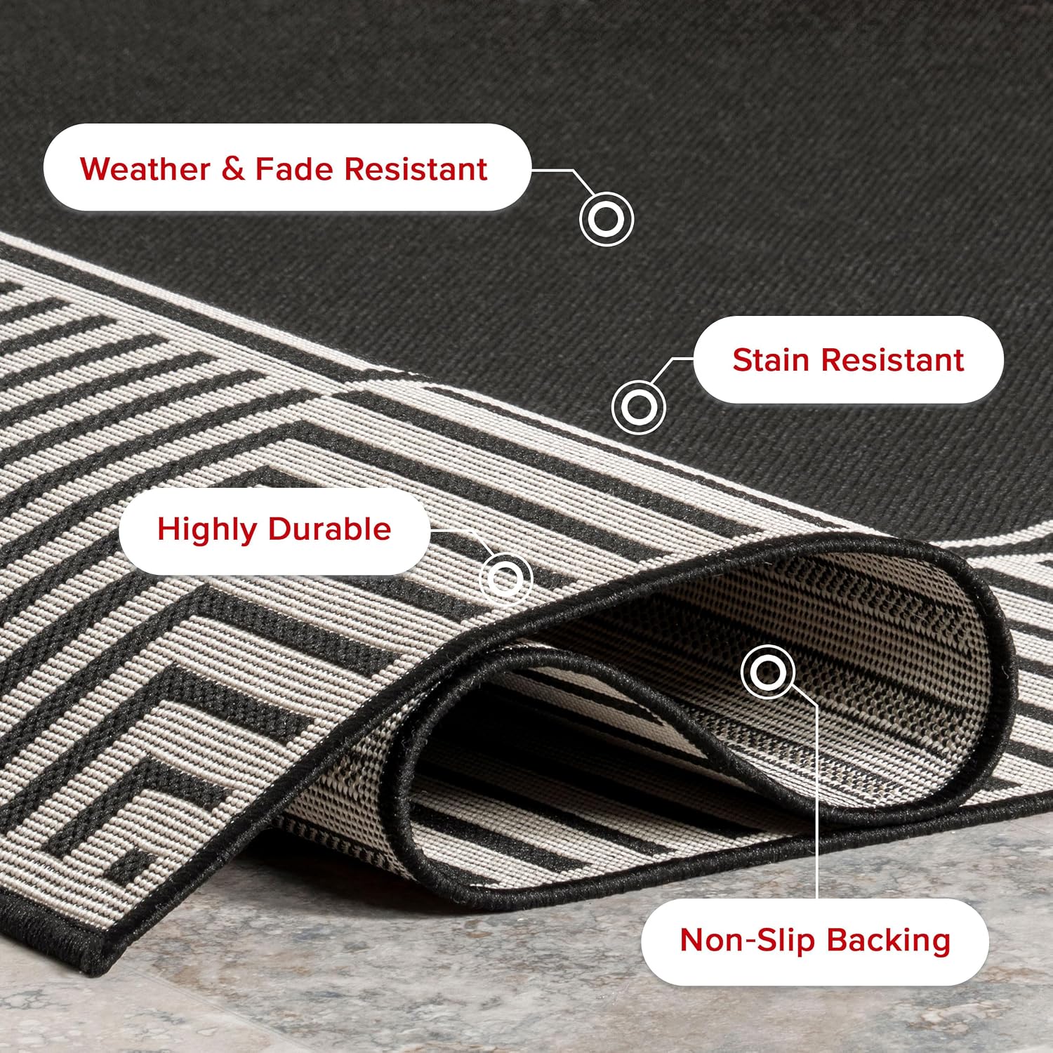 nuLOOM Asha Light Brown Bordered Indoor/Outdoor Area Rug, 4' x 5'
