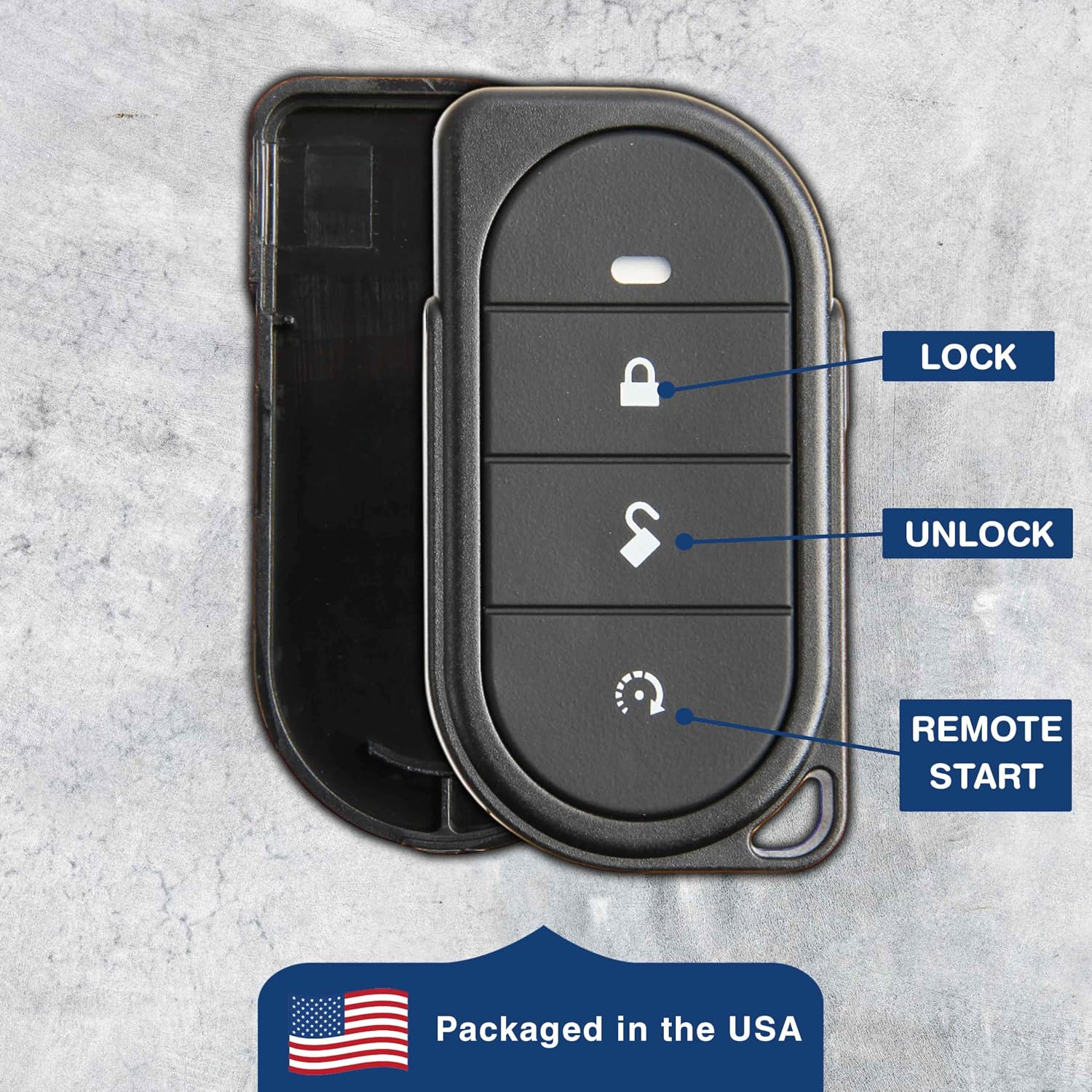 KeylessOption Keyless Entry Remote Control Car Key Fob Shell Button Pad Alarm Security Cover Lock Unlock Remote Start 3-Button Replacement for Viper (7146V)