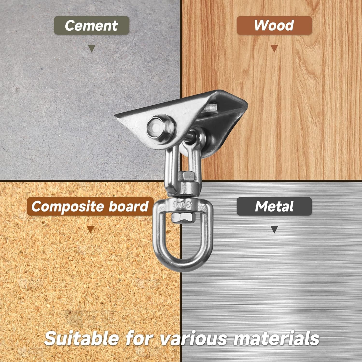 Heavy Duty Swing Hangers for Wooden Sets 2000 LB Capacity Hammock Hanger 360 Swivel Stainless Steel Swing Hardware Accessories 2 Packs for Porch