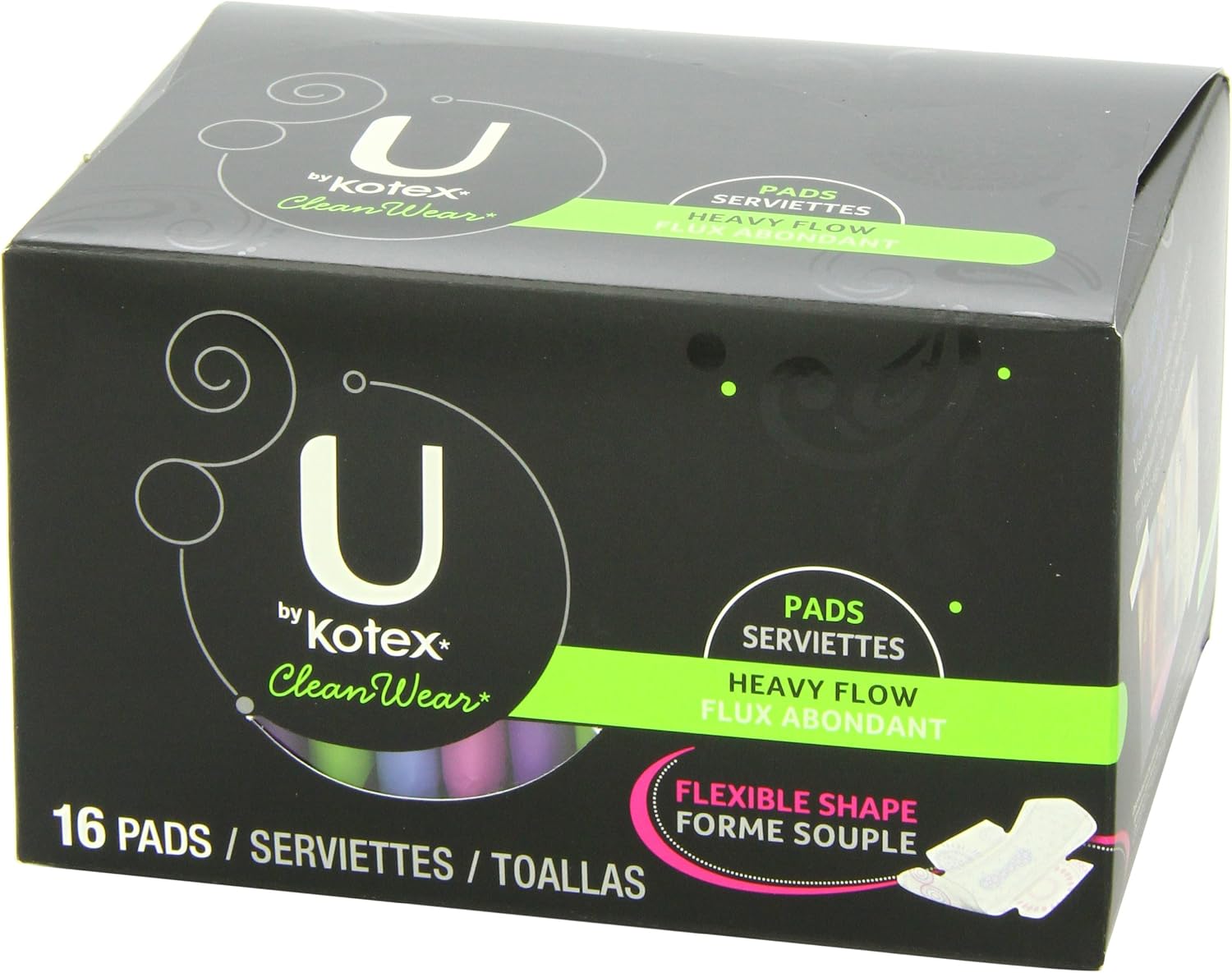 U by Kotex CleanWear Ultra Thin Pads with Wings, Heavy Flow, Fragrance-Free, 6 Packs of 16 (96 Pads Total)