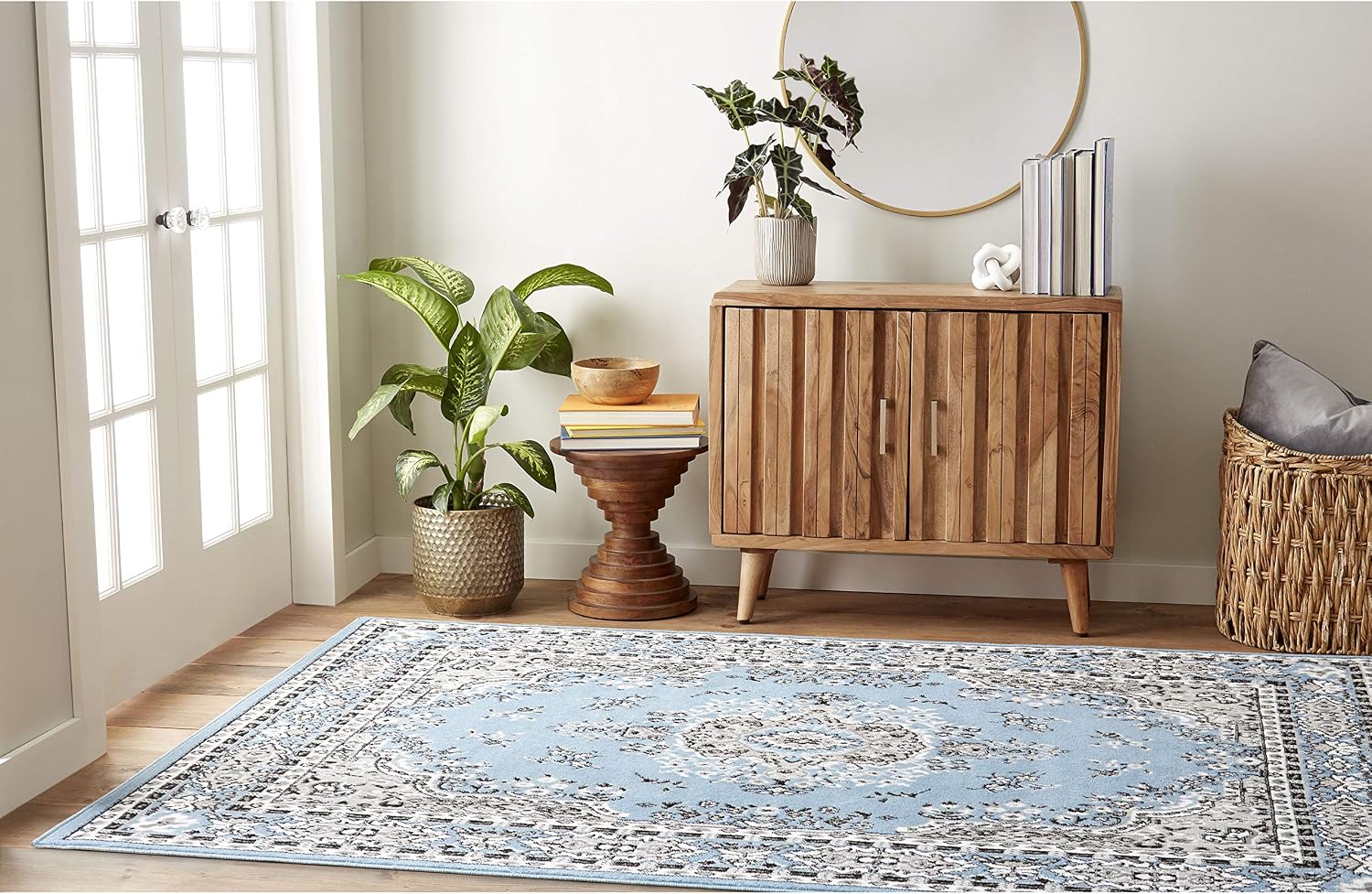 Home Dynamix Premium Sakarya Traditional Medallion Border Area Rug, Ivory/Brown, 7'9"x10'8" Rectangle