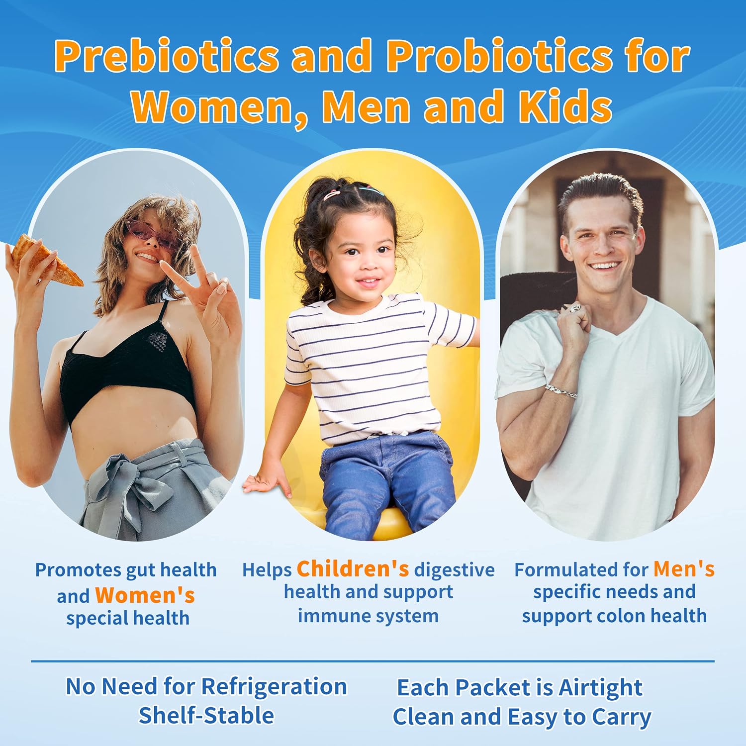 ZEBORA Probiotic Powder for Women and Kids, 30 Single-Serve Packets | 50 Billion Probiotics With Prebiotics For Digestive & Gut Health, Shelf-Stable