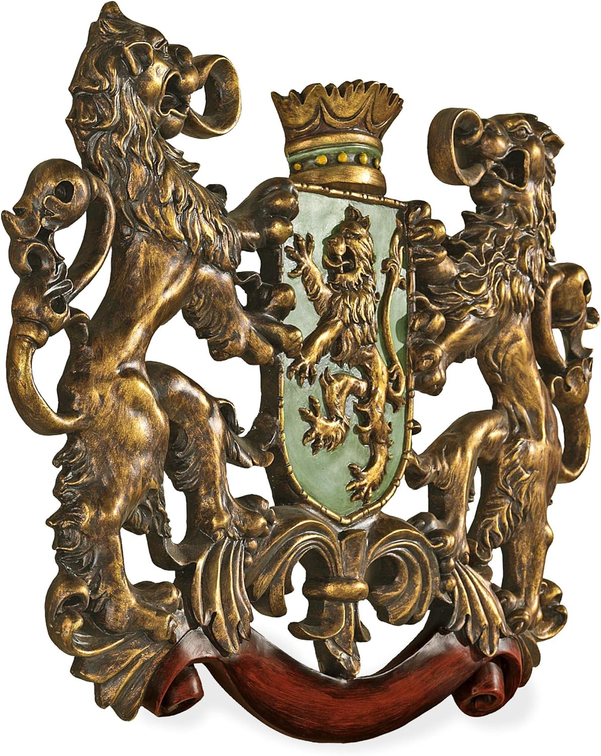 Design Toscano Heraldic Royal Lions Coat of Arms Wall Sculpture, 30 Inch, Full Color