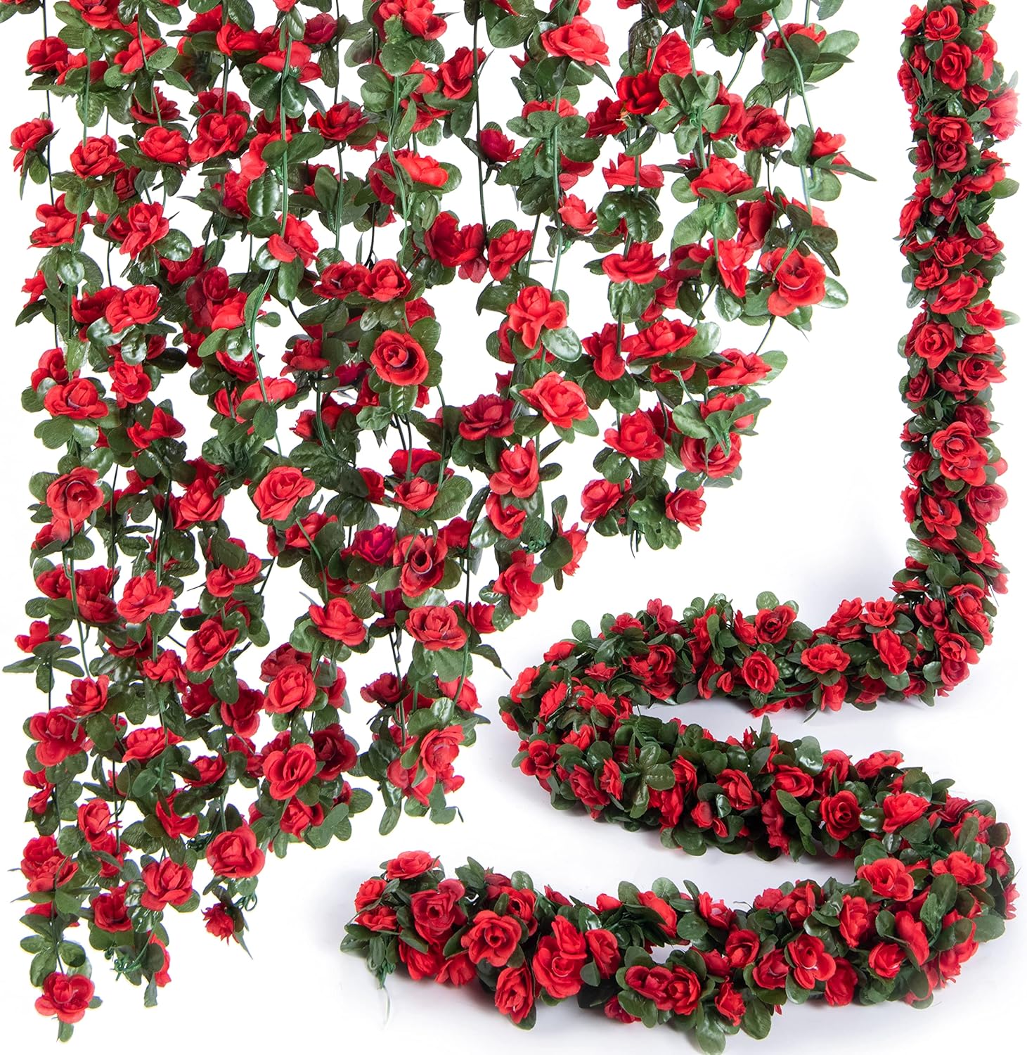 8Pcs x 8.2FT Artificial Flower Garland Floral Rose Vine Decor, Pink Flower