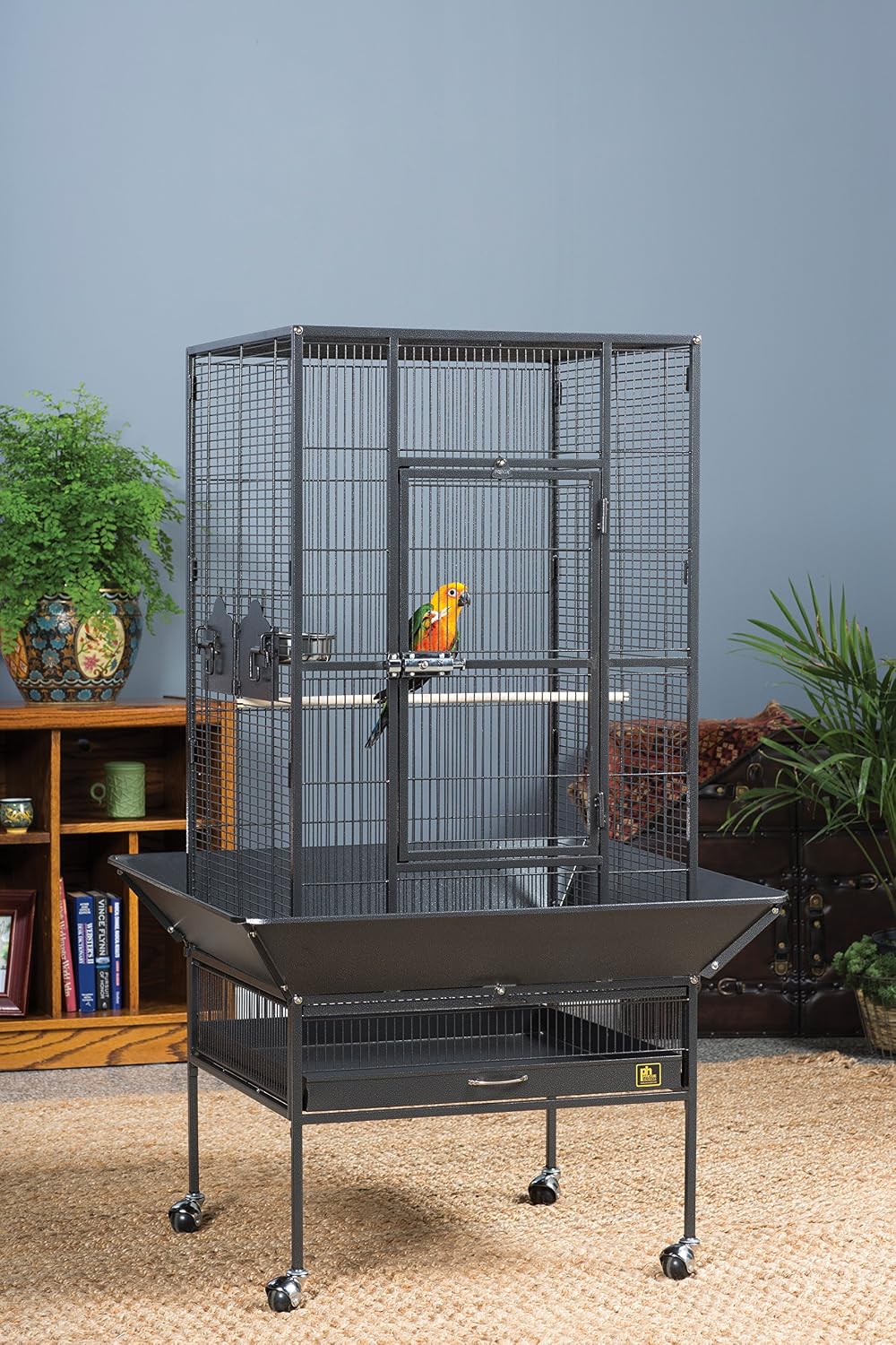 Prevue Pet Products 3352COCO Park Plaza Bird Cage, Coco Brown | Large Brown Steel Bird Cage with Rolling Stand and Perches, Ideal for Cockatiels and Medium Birds