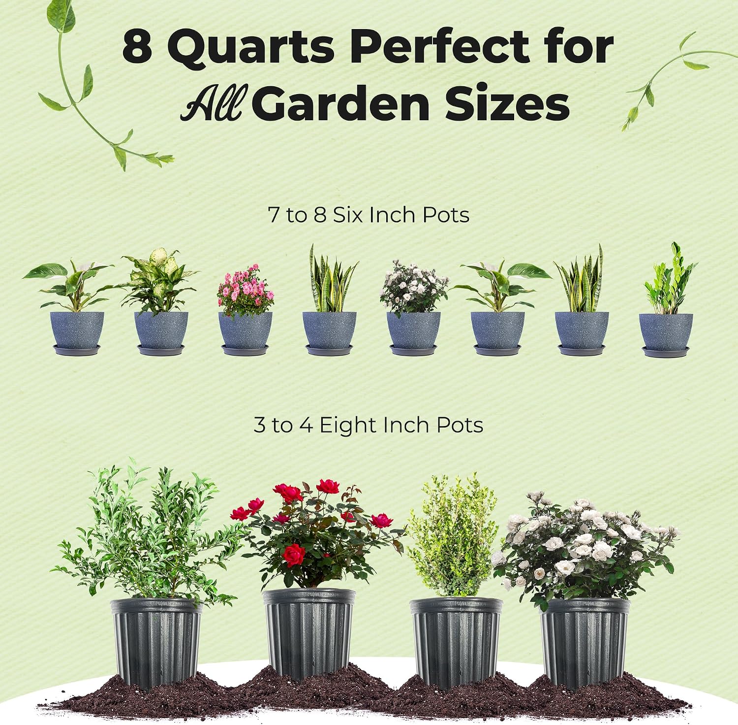 Perfect Plants Organic Potting Soil, 8 qt, Indoor Outdoor Mix for Veggies | Coconut coir, peat and perlite with mycorrhizae and worm castings