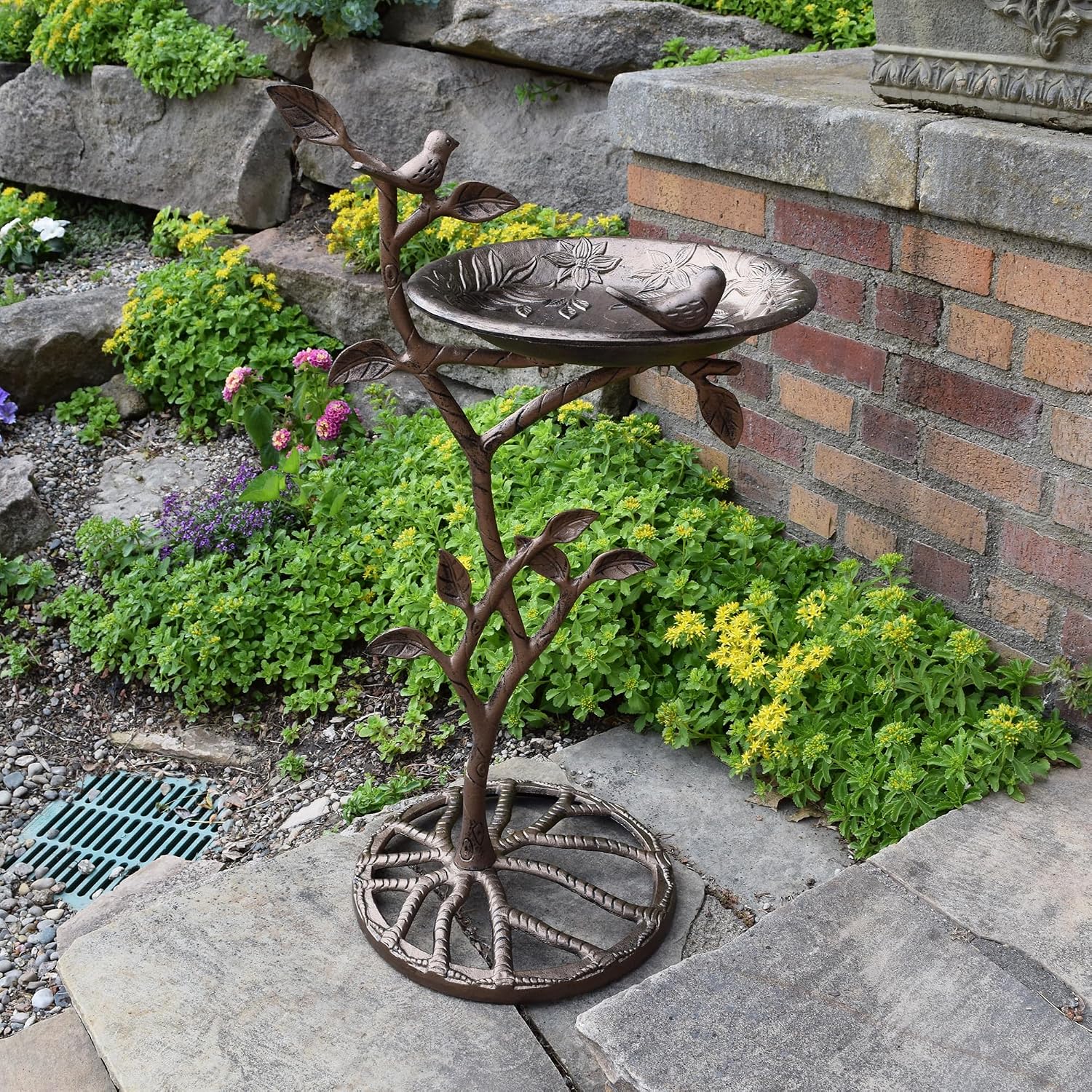 Oakland Living Meadow Bird Bath, Antique Bronze