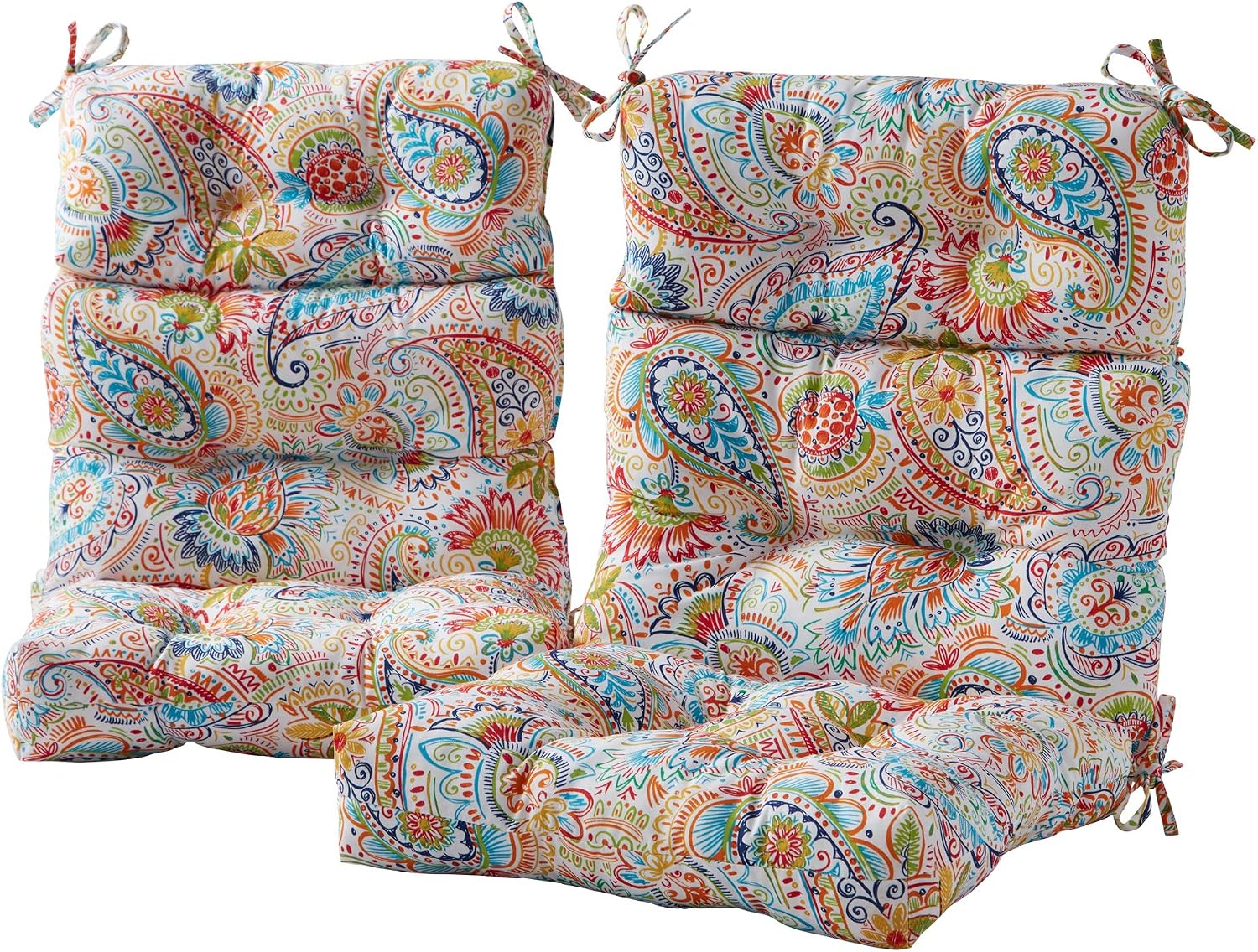 Greendale Home Fashions Outdoor 44x22-inch High Back Chair Cushions (Set of 2), Cement