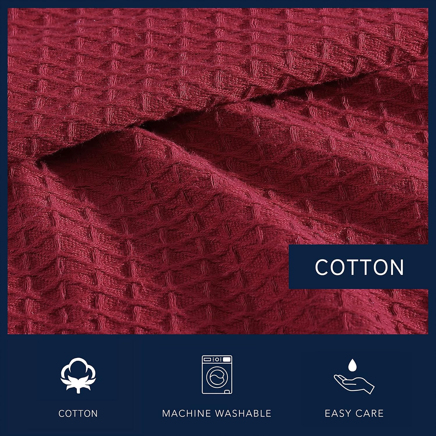 Nautica - Queen Blanket, Diamond Weave Cotton Bedding, Medium-Weight for All Seasons, Oeko-Tex Certified (Baird Navy)