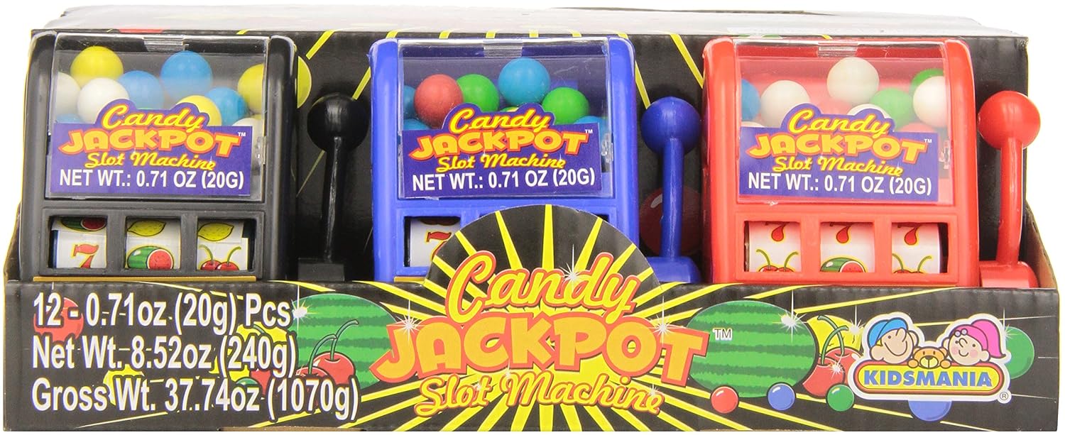 Kidsmania Candy Jackpot Slot Machine Candy Dispenser, 0.7-Ounce Candy-Filled Dispensers (Pack of 12)