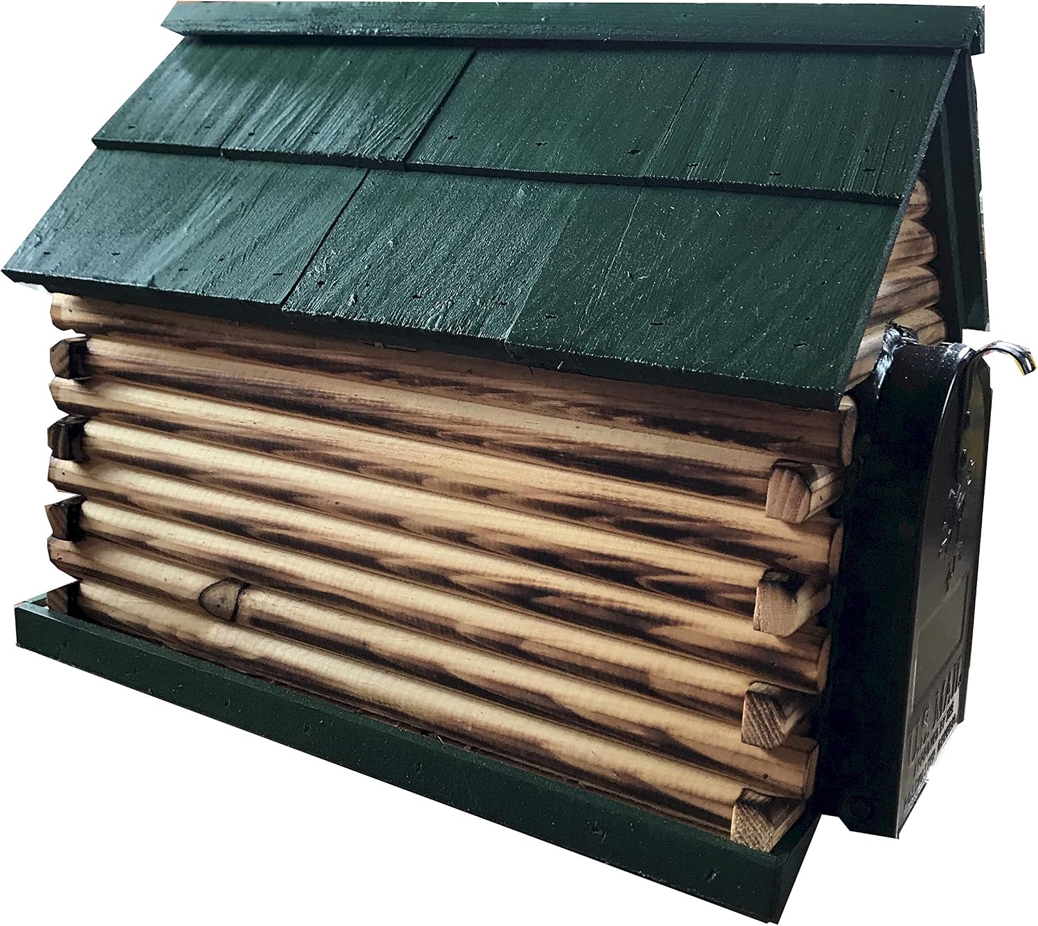 Log Cabin with Porch Wooden Mailbox Green Amish Made in USA