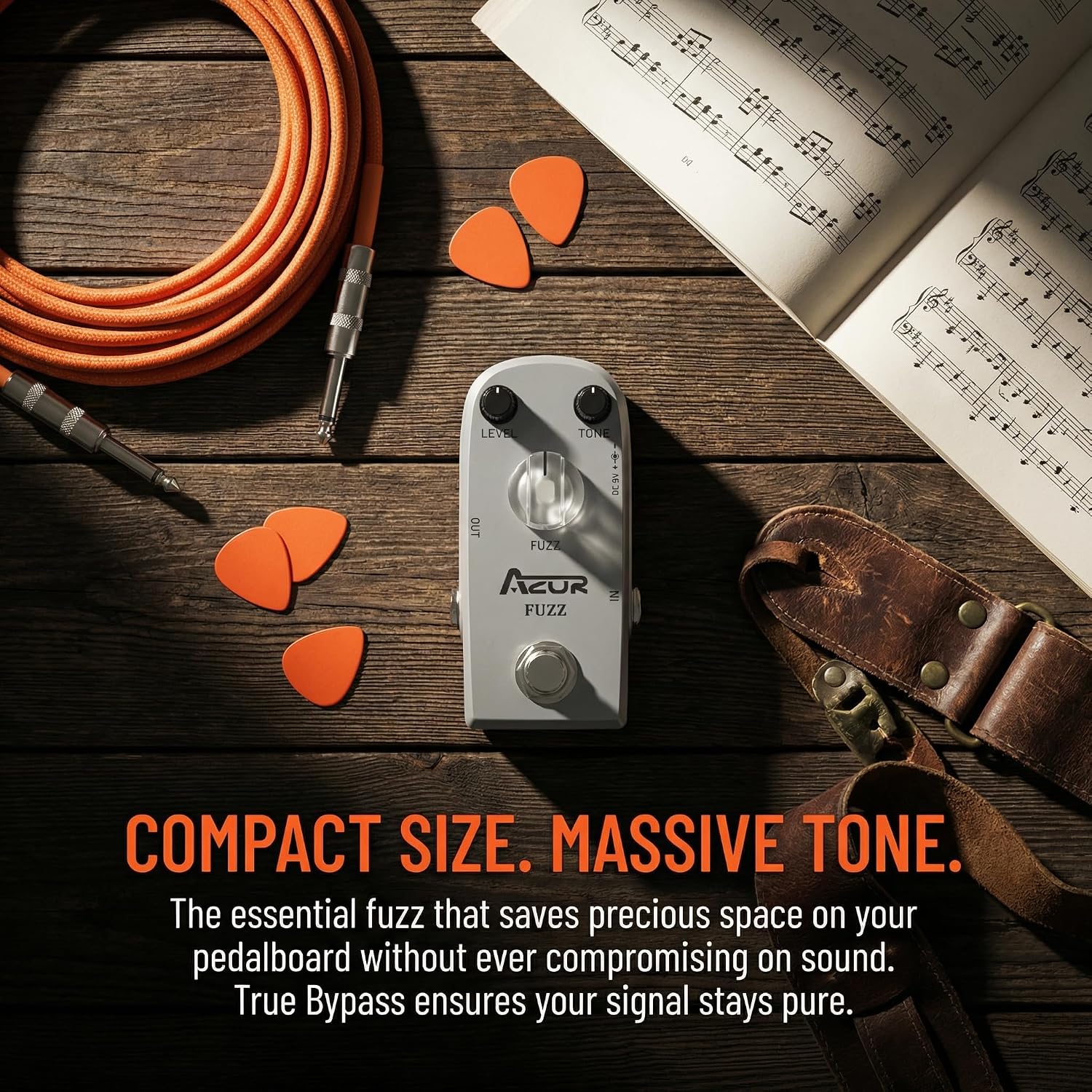 AZOR 5 Band Bass EQ Pedal, Aluminium Alloy True Bypass Equalizer Effect Pedal, Compact Mini Tone Control Pedal for Electric Bass Guitar