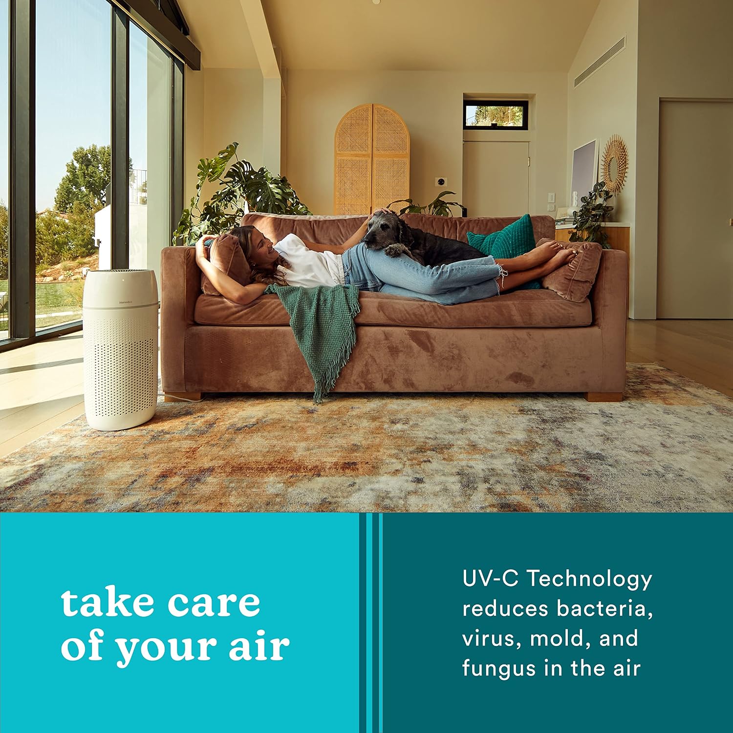 Homedics 5-in-1 PetPlus UV-C Air Purifier, HEPA Filter for 266 Sq Ft Room
