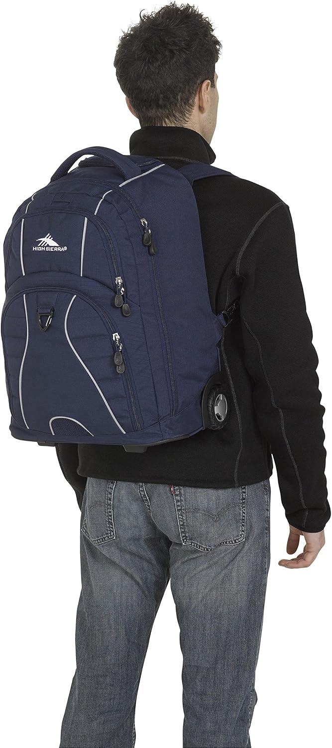 High Sierra Freewheel Wheeled Laptop Backpack, True Navy, 20.5 x 13.5 x 8-Inch