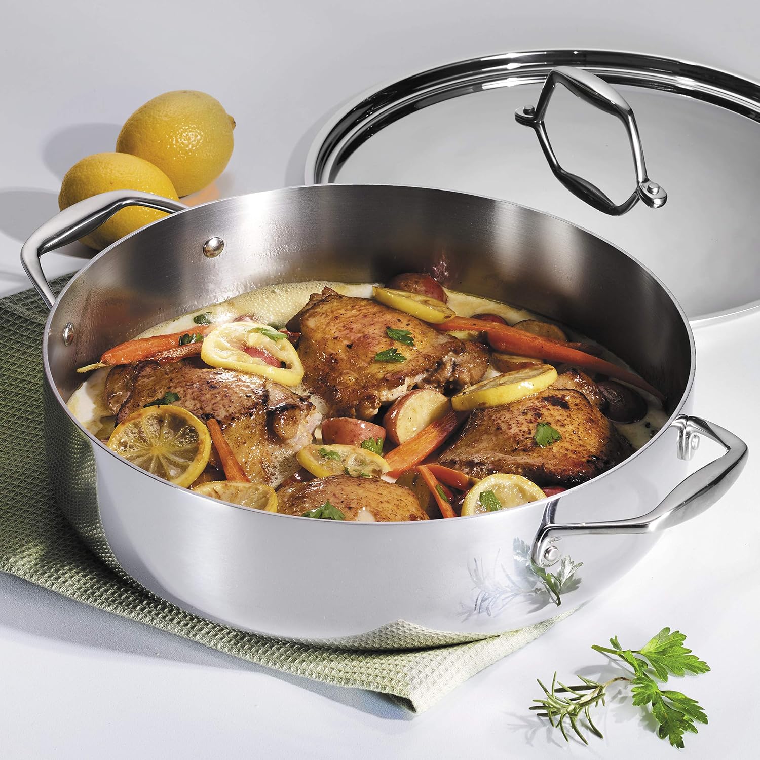Tramontina Signature Tri-Ply Clad Stainless Steel 12-Inch Large Frying Pan | Induction-Ready Skillet, Dishwasher-Safe, NSF-Certified