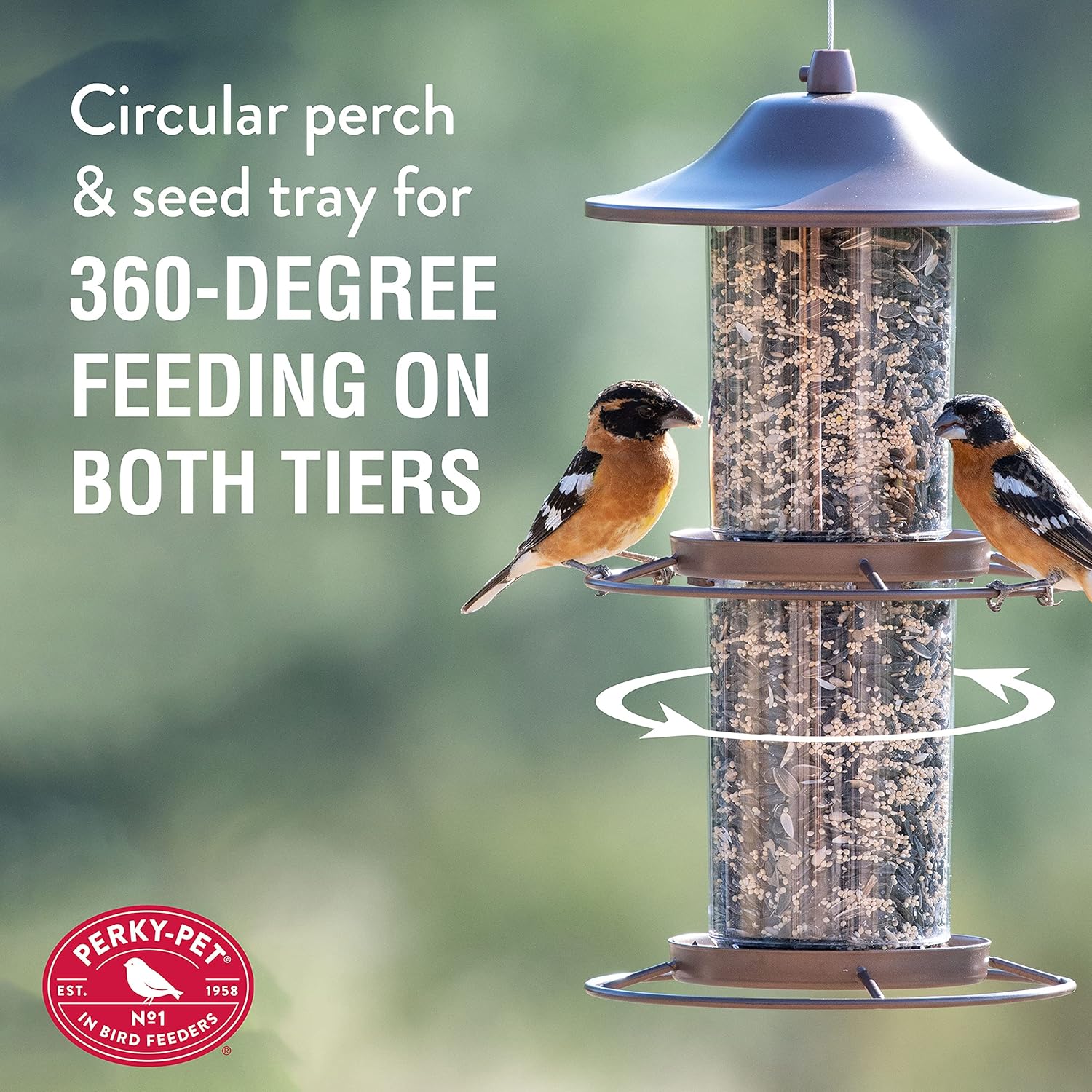 Perky-Pet Large 2-Tier Panorama Wild Bird Outdoor Feeder with Hanging Hook - 325SCOMBO-1SR - 4.5 lb Seed Capacity - Durable Construction - Versatile