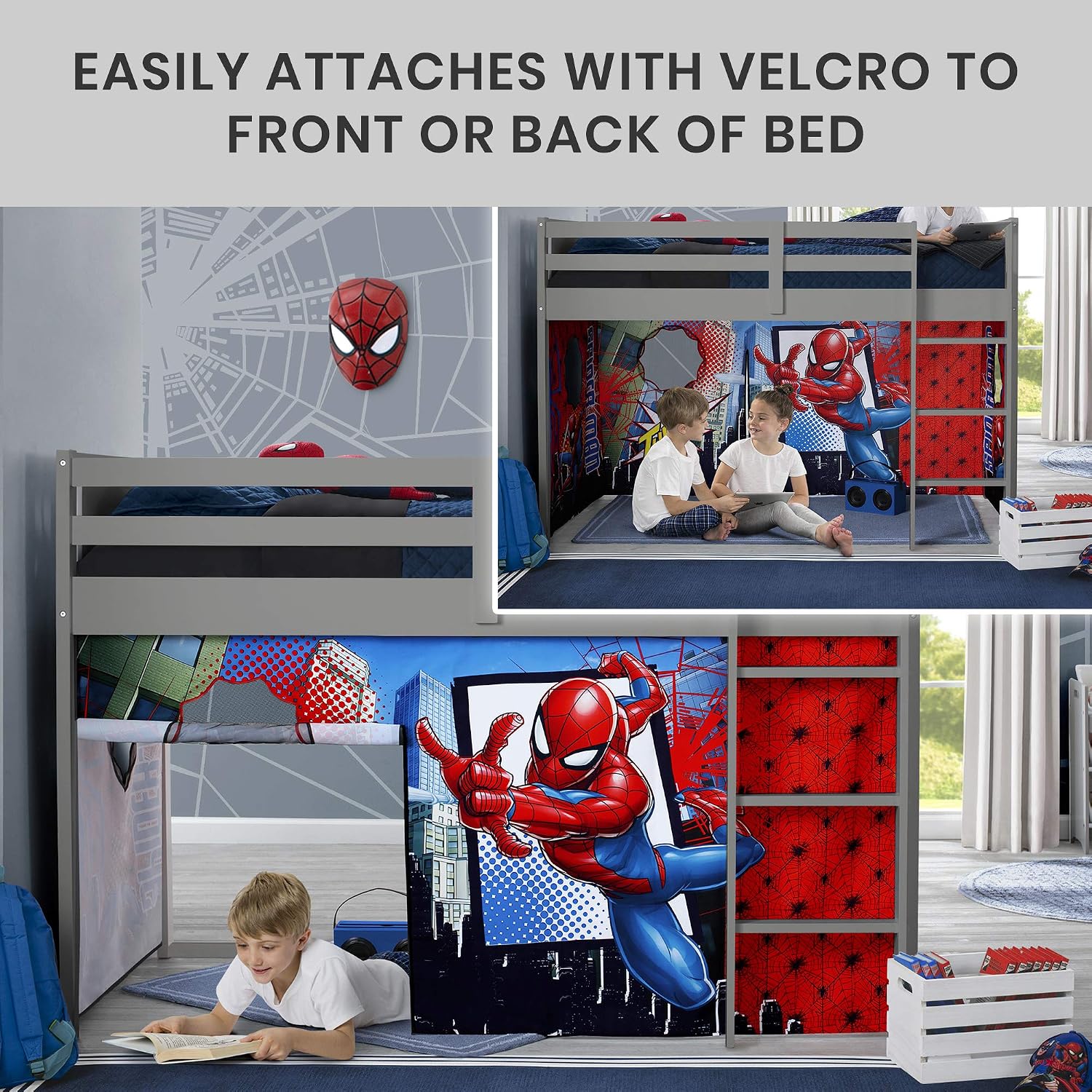 Delta Children Twin Loft Bed with Guardrail and Ladder (Coordinates with Loft Bed Tents Sold Separately), White